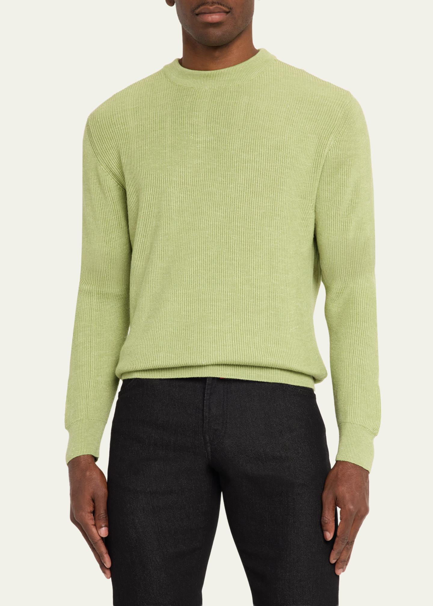 Kiton Men's Silk, Cashmere and Linen Micro-Rib Crewneck Sweater ...