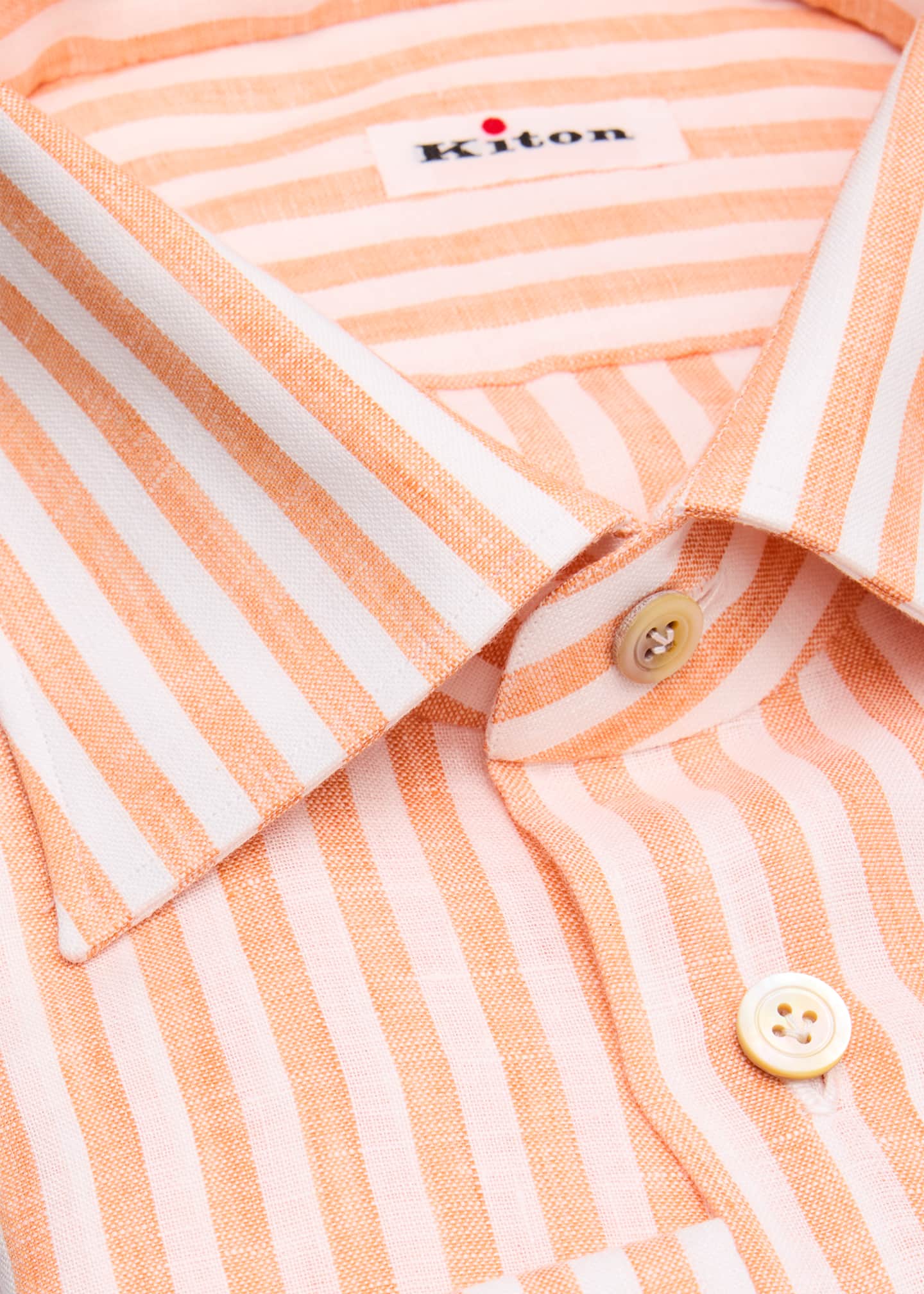 mens orange striped dress shirt Men's Contrast Collar Wide Horizontal Stripe French Cuff Dress Shirt, Tie, & Hanky Set in Yellow 17 34/35 / Yellow