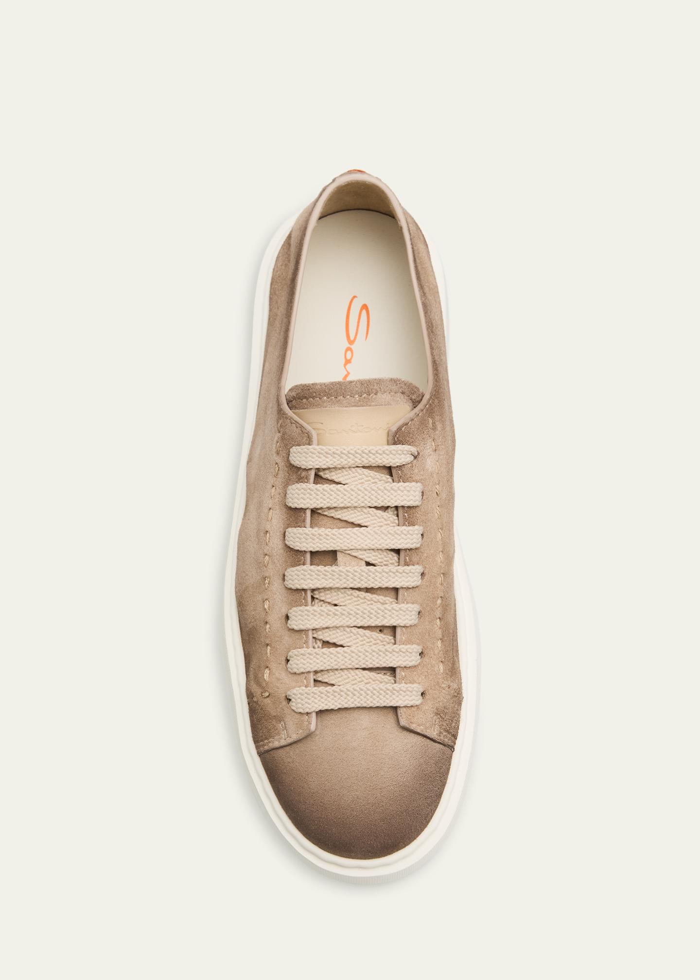 Santoni Clean Icon Suede Low-Top Sneakers - Bergdorf Goodman