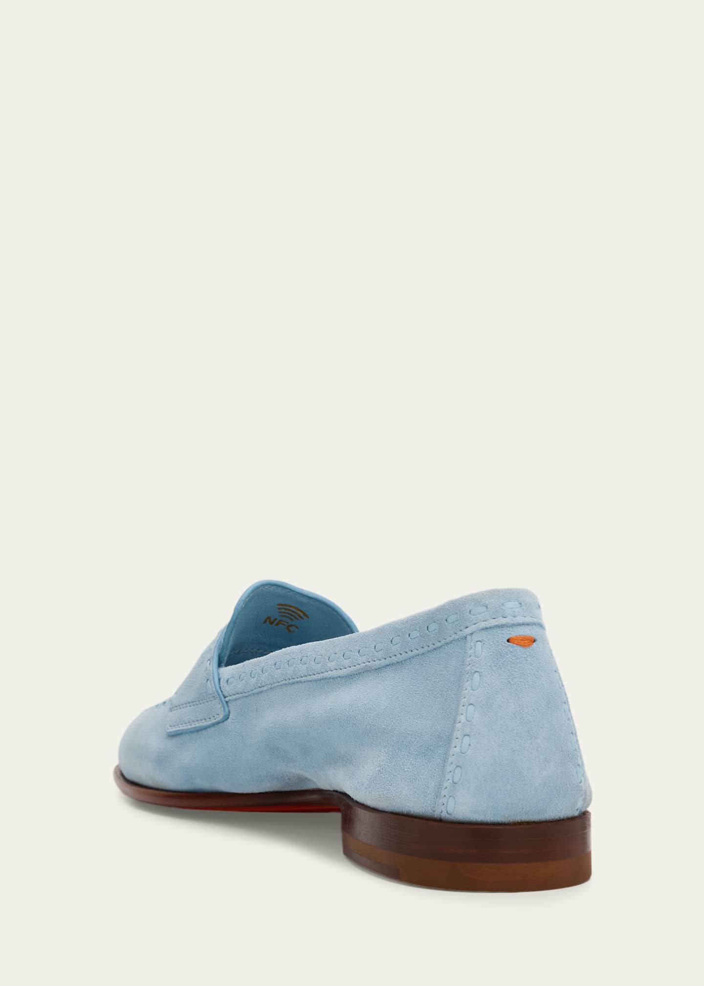 Santoni Suede Penny Loafers - Bergdorf Goodman