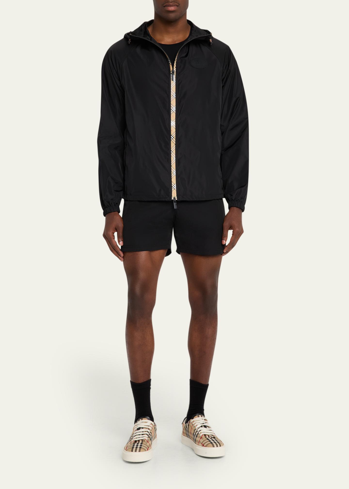 Burberry Men's Check-Tape Nylon Relaxed-Fit Hooded Jacket