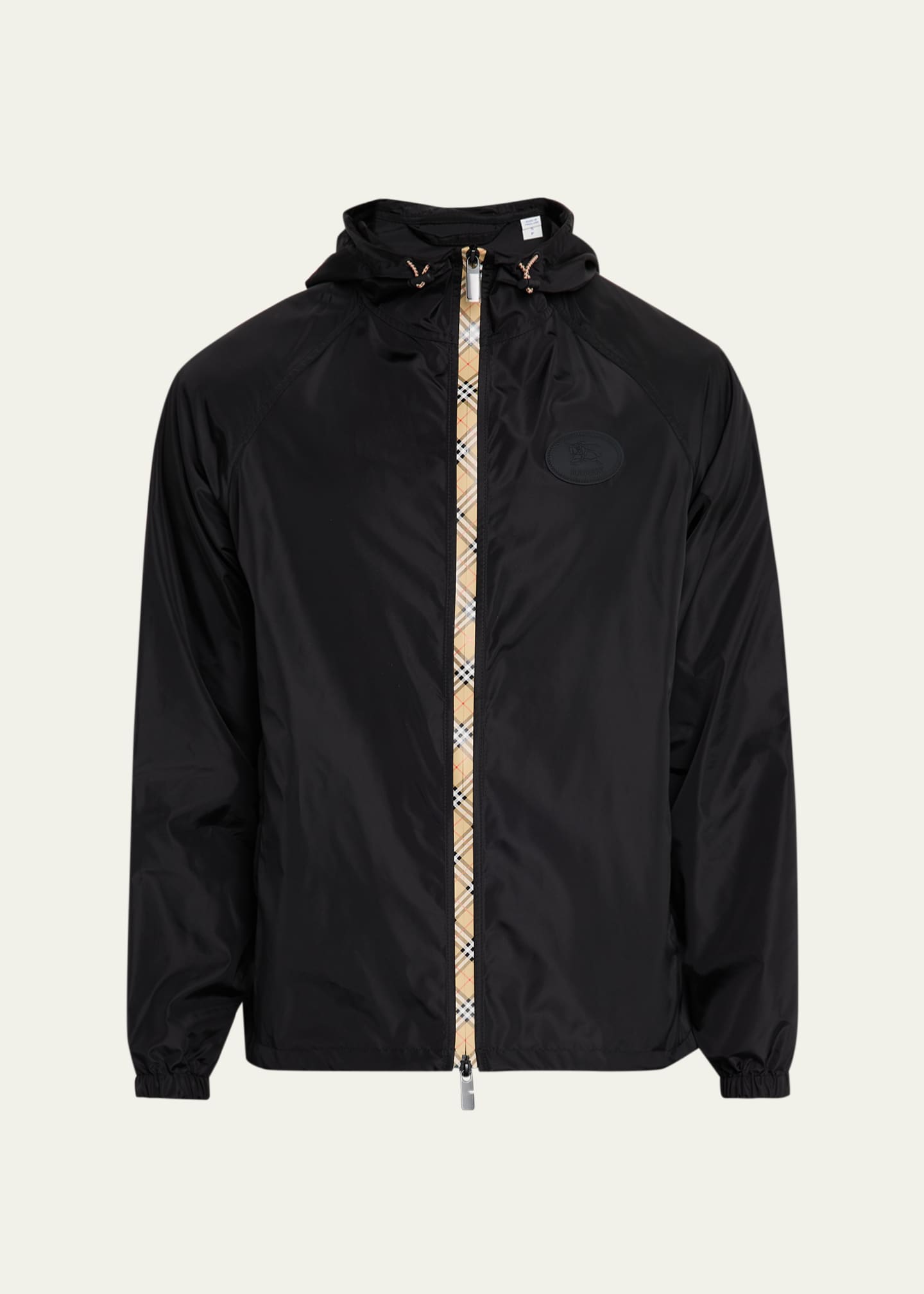 Burberry Men's Check-Tape Nylon Relaxed-Fit Hooded Jacket