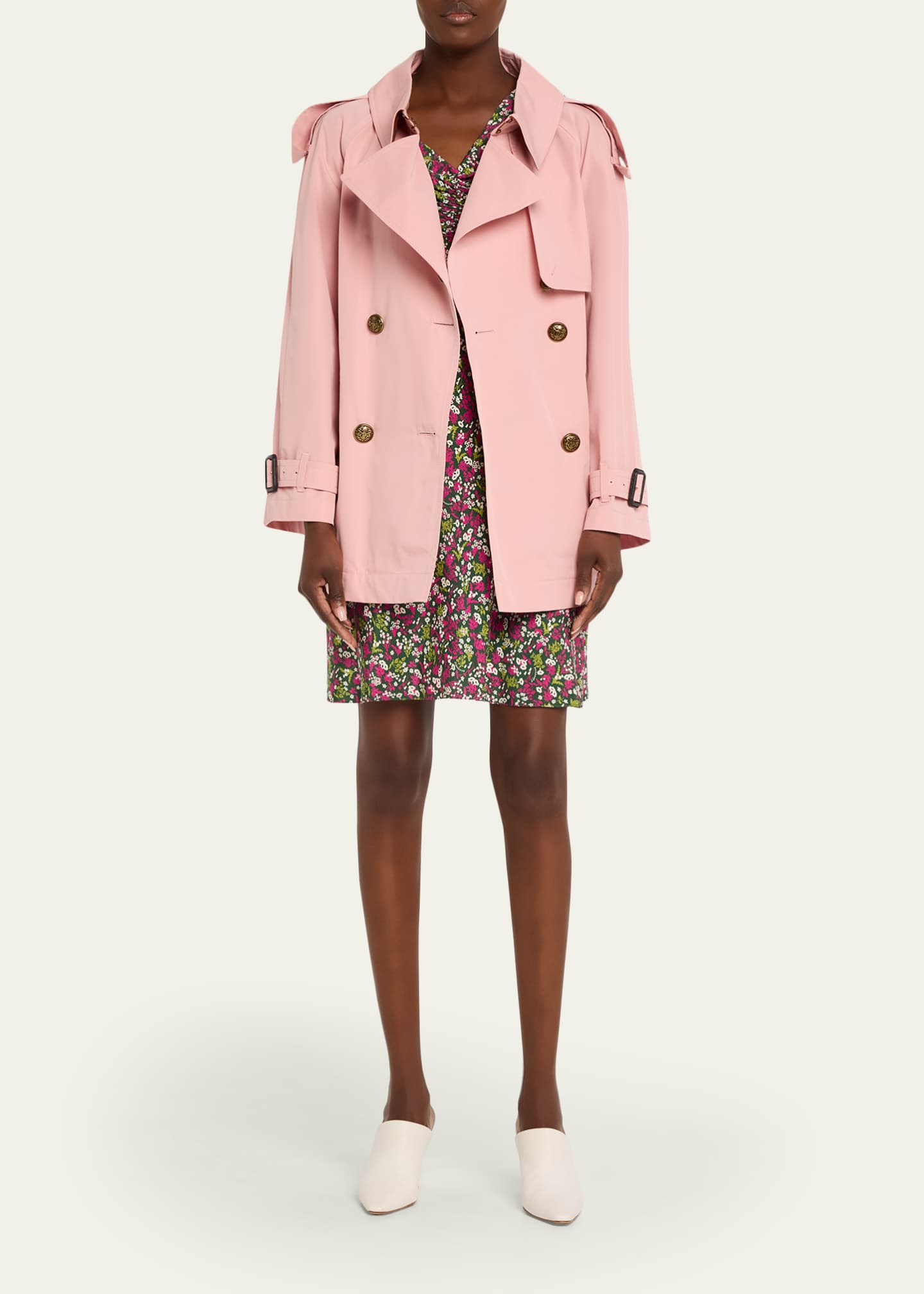 BURBERRY ピンク ダブルブレスト ピーコート Burberry Fitzrovia Short Belted Trench Coat - Bergdorf Goodman