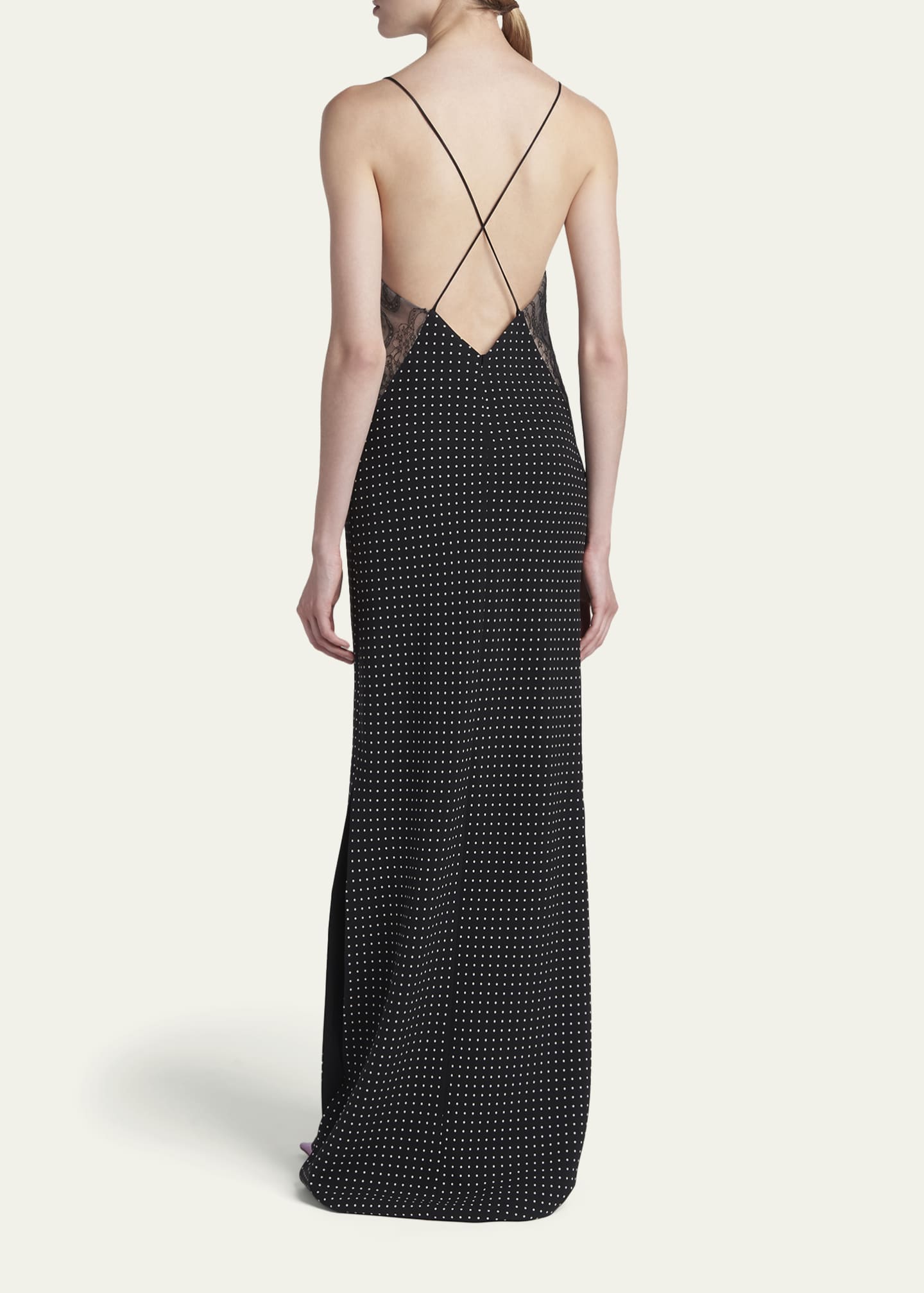 sachin and babi light blue dress TOM FORD Polka Dot Silk Backless Maxi Slip Dress