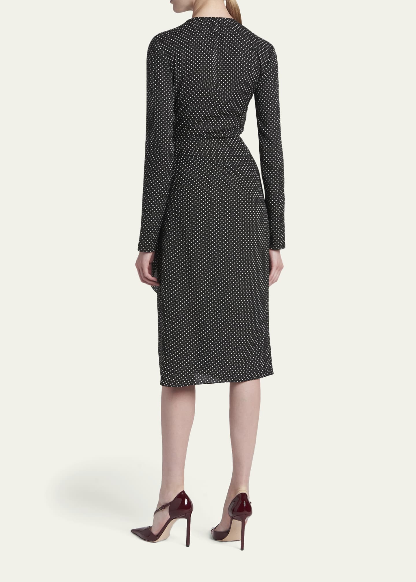 tom ford midi dress Tom Ford - Washed Silk Georgette Draped Collar Belted Dress in Green Clover for Women