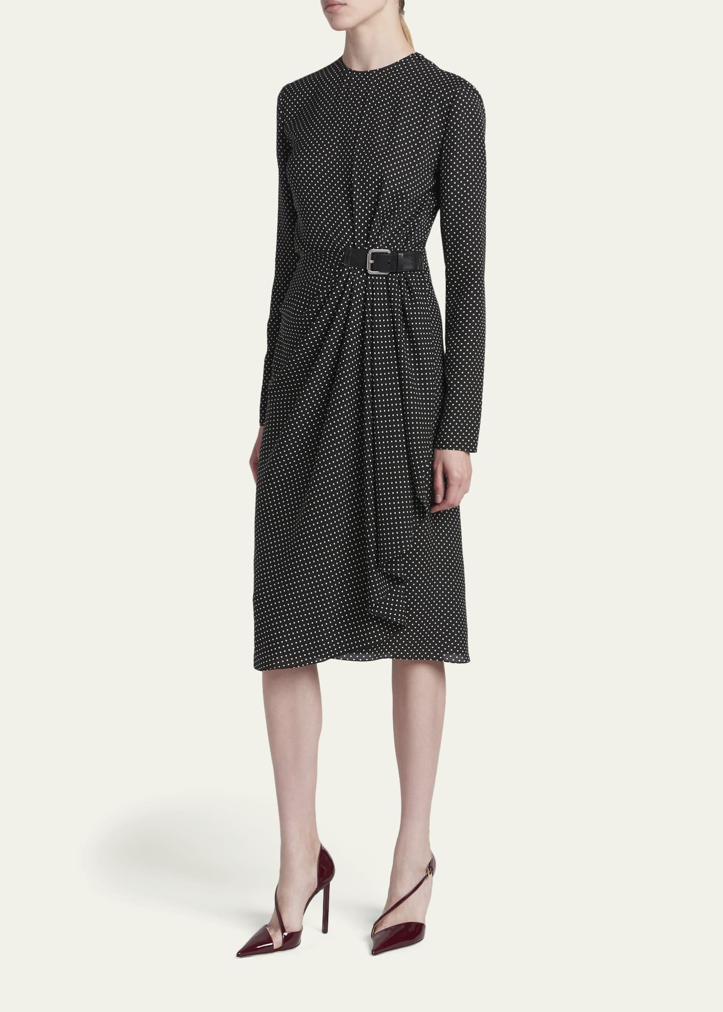tom ford midi dress Belted draped jersey midi dress - black