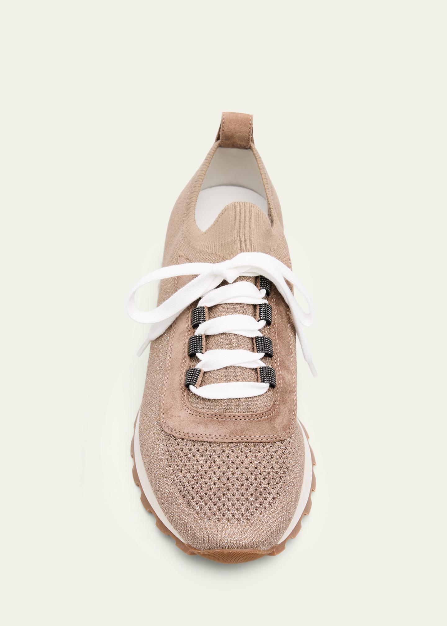 Brunello Cucinelli Sparkling Knit Runner Sneakers - Bergdorf Goodman