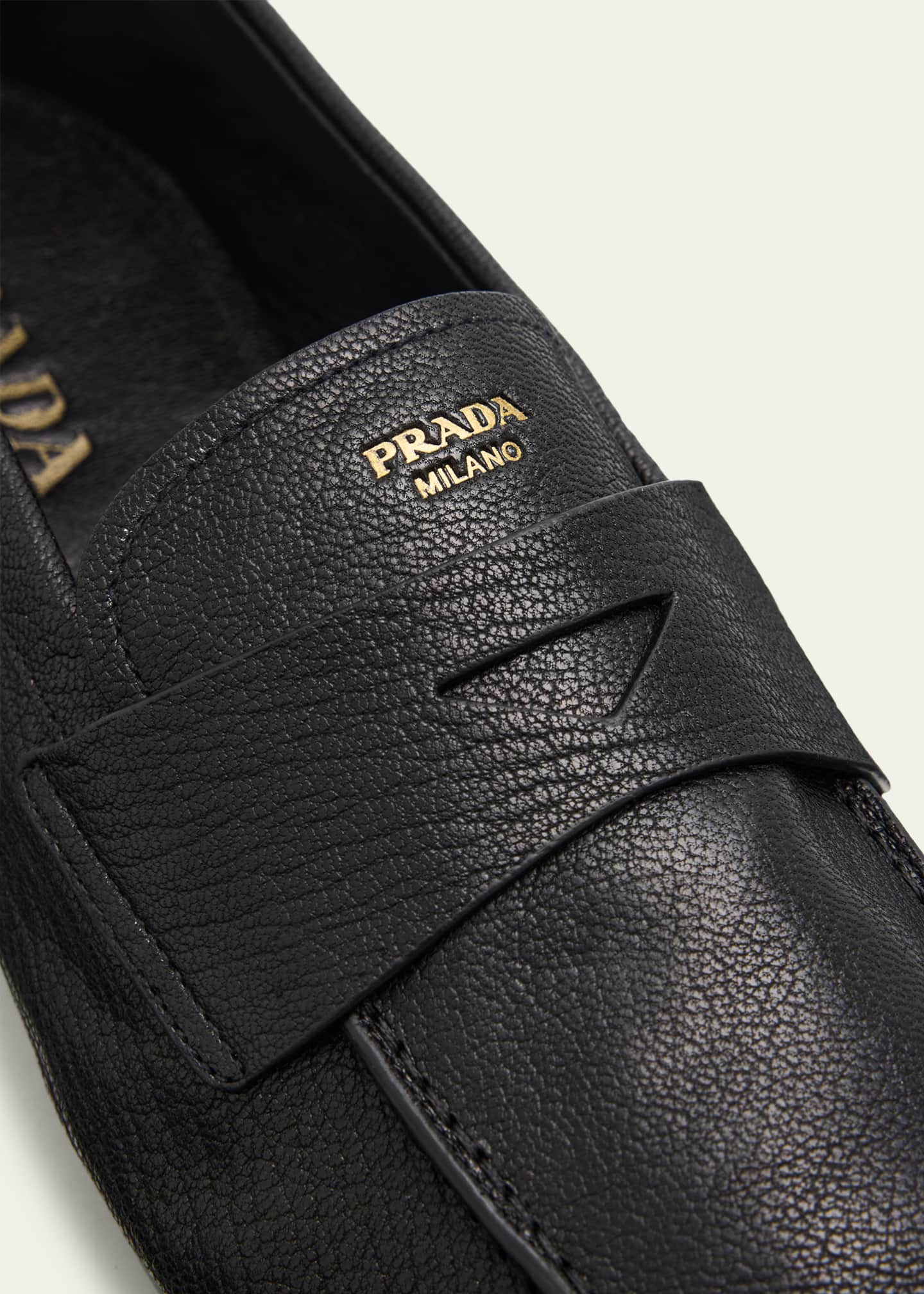 Prada Men's Goat Leather Penny Loafers - Bergdorf Goodman