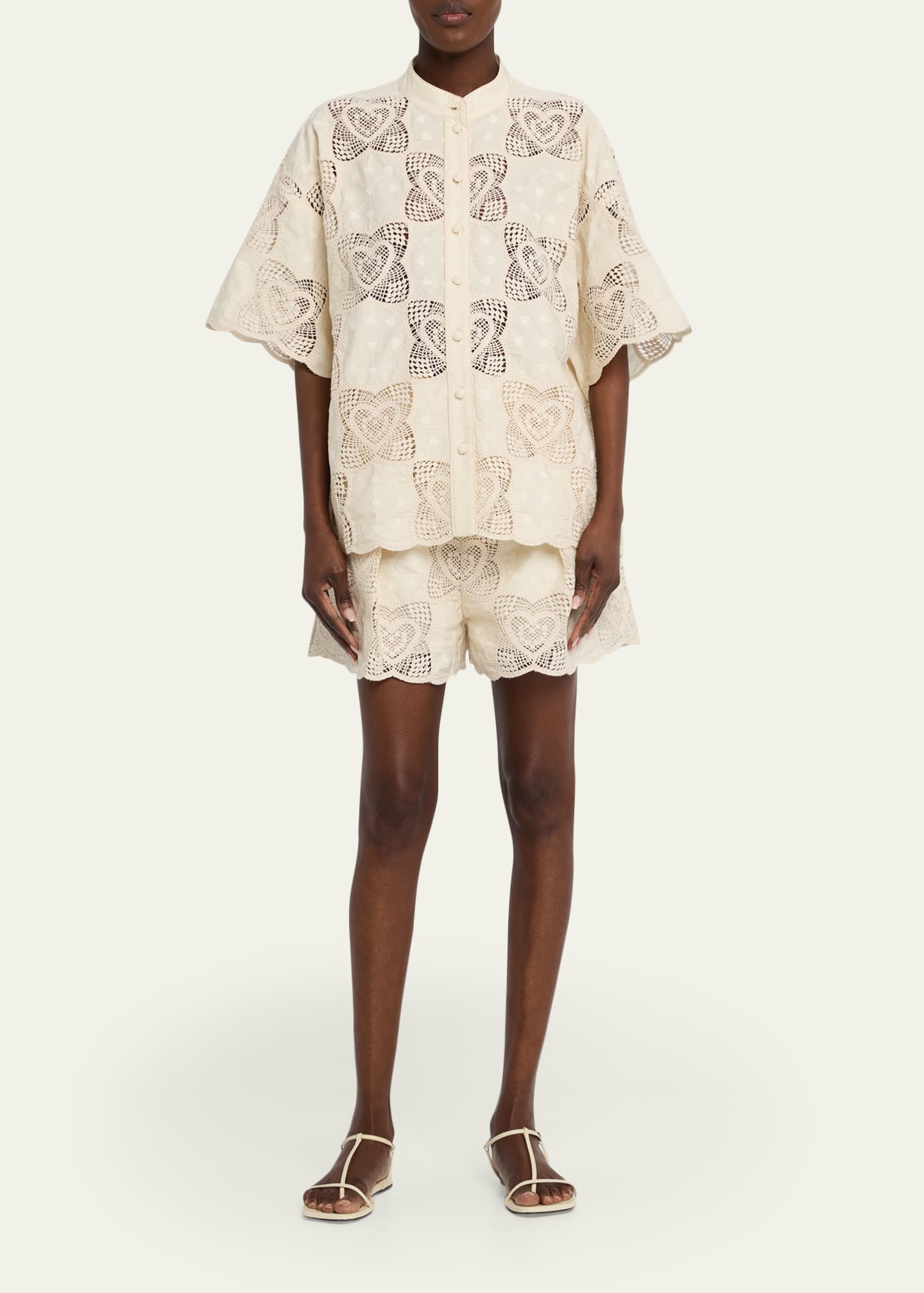 Zimmermann Wanderlust Crochet Cotton-Blend Shorts - Bergdorf Goodman
