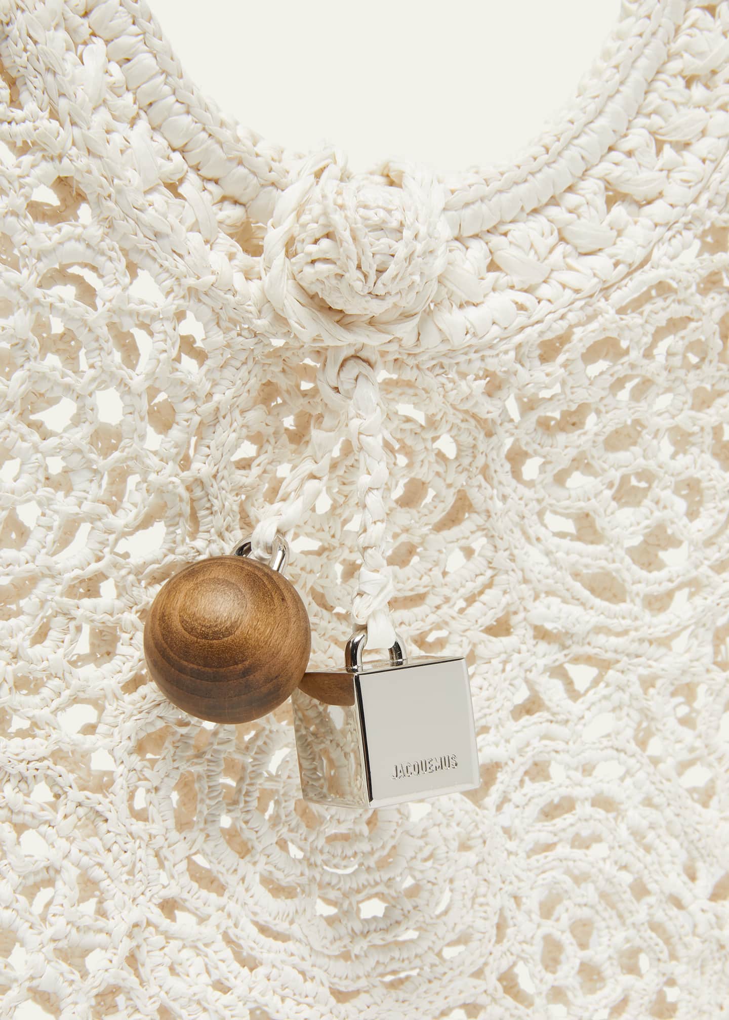 Jacquemus Le Petite Crochet Raffia Lace Top-Handle Bag - Bergdorf