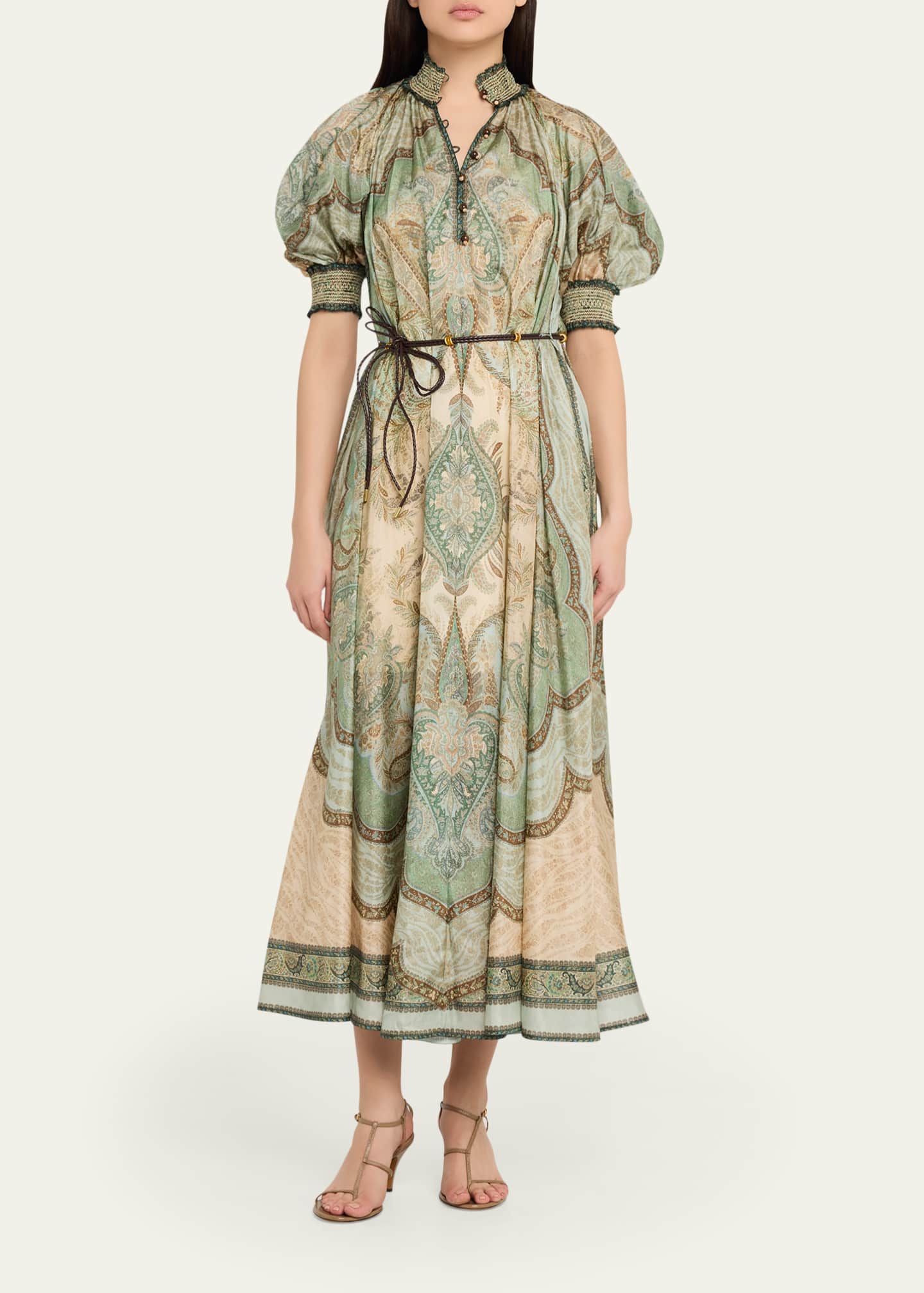 slim fit dress slacks new Zimmermann Dresses Green exclusive offer at Urbanheer main image 1