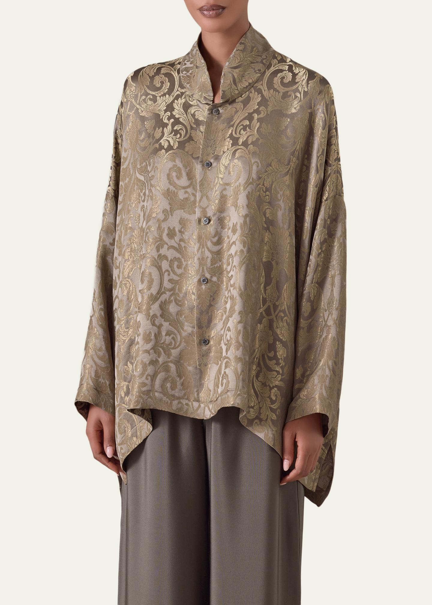 Eskandar A-Line Metallic Brocade Shirt - Bergdorf Goodman