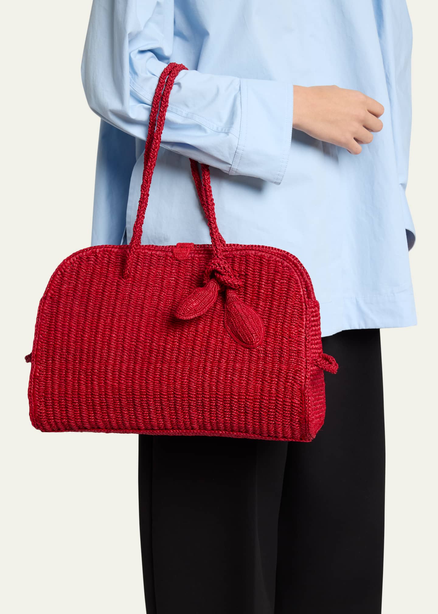Jacquemus Le Turismo Raffia Top-Handle Bowler Bag - Bergdorf Goodman