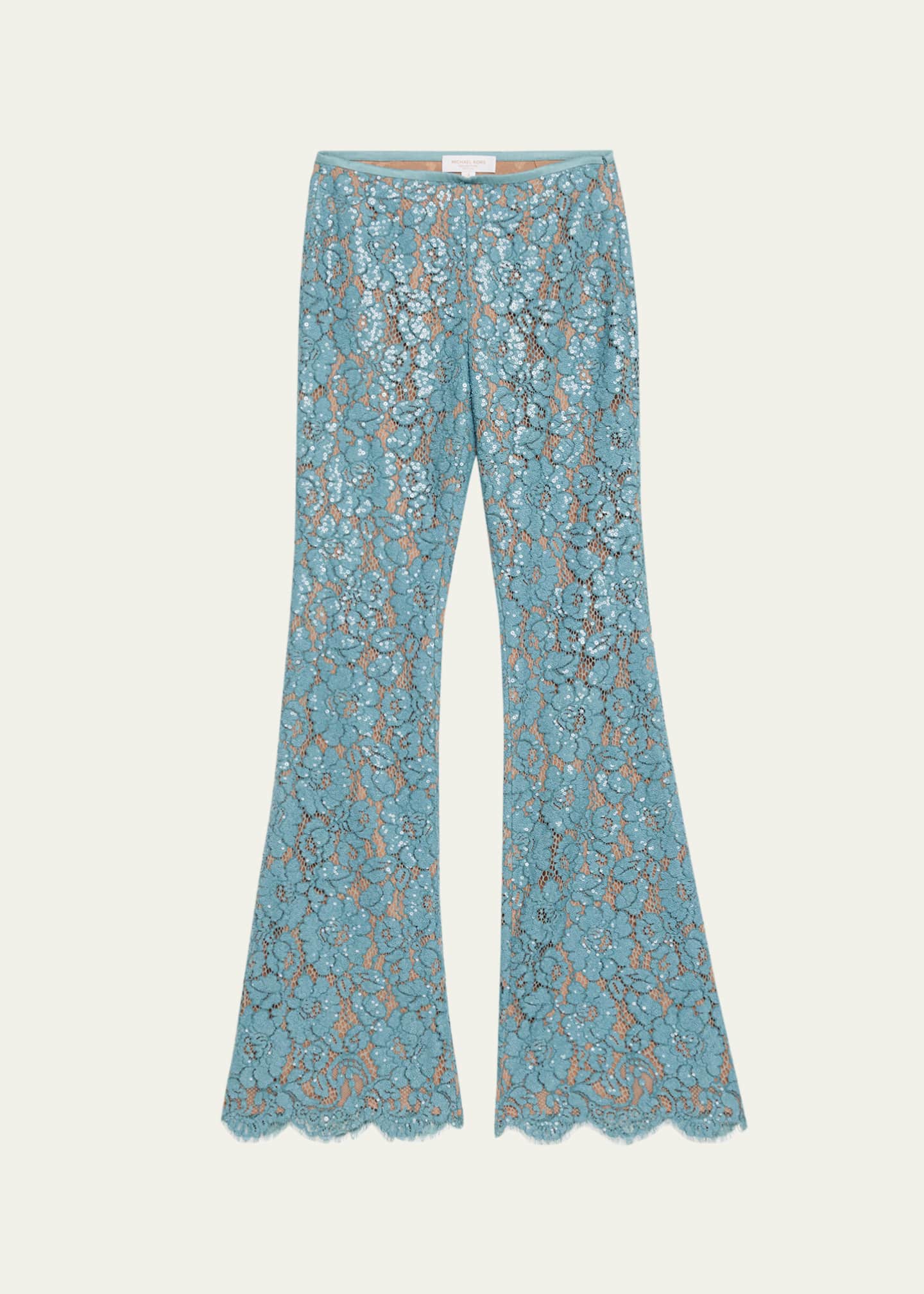 Michael Kors Collection Flare-Leg Sequin Floral Lace Pants  display picture 1