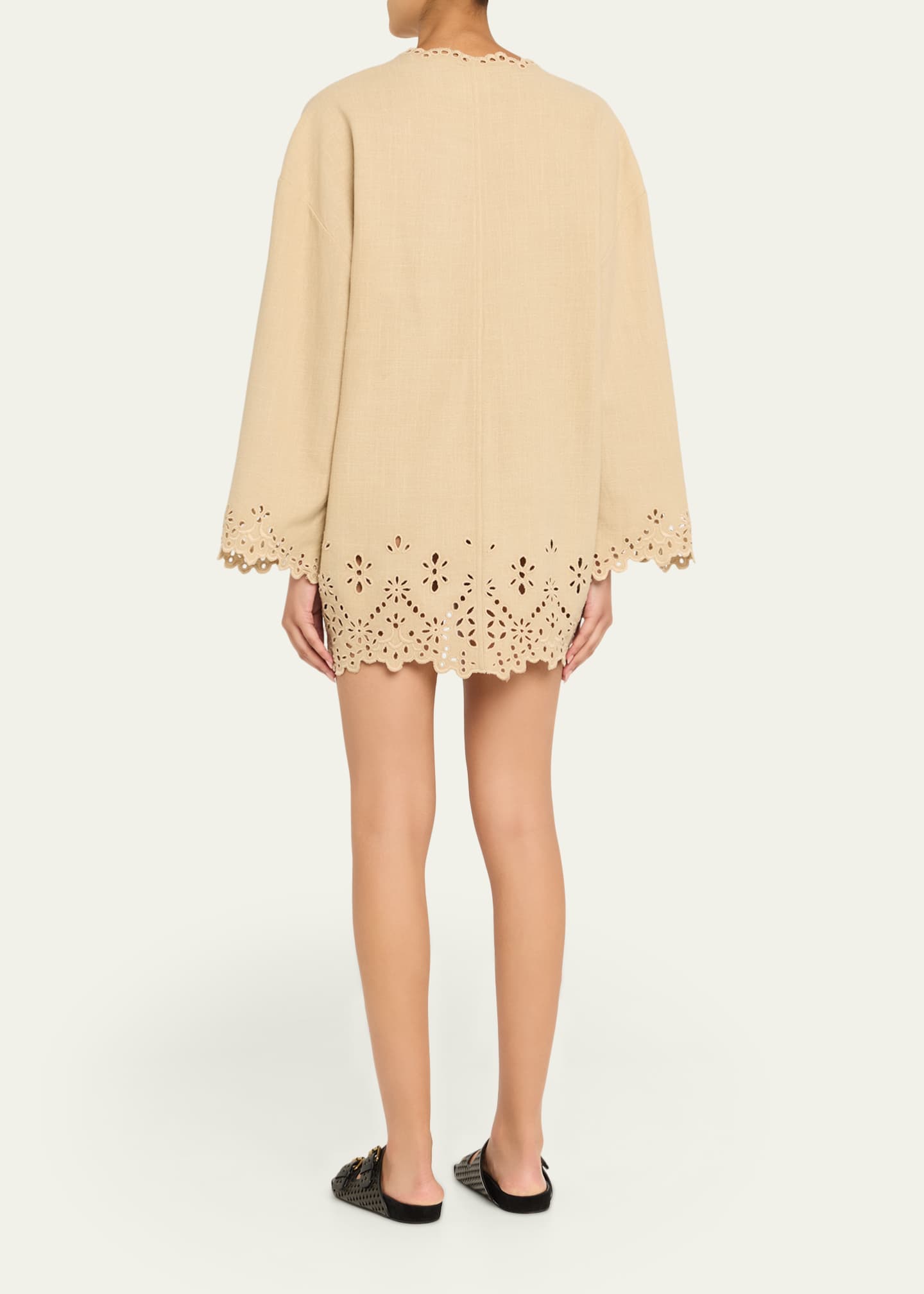 textured midi dress Olive Smocked V-Neck Short Puff Sleeve Textured Midi Dress