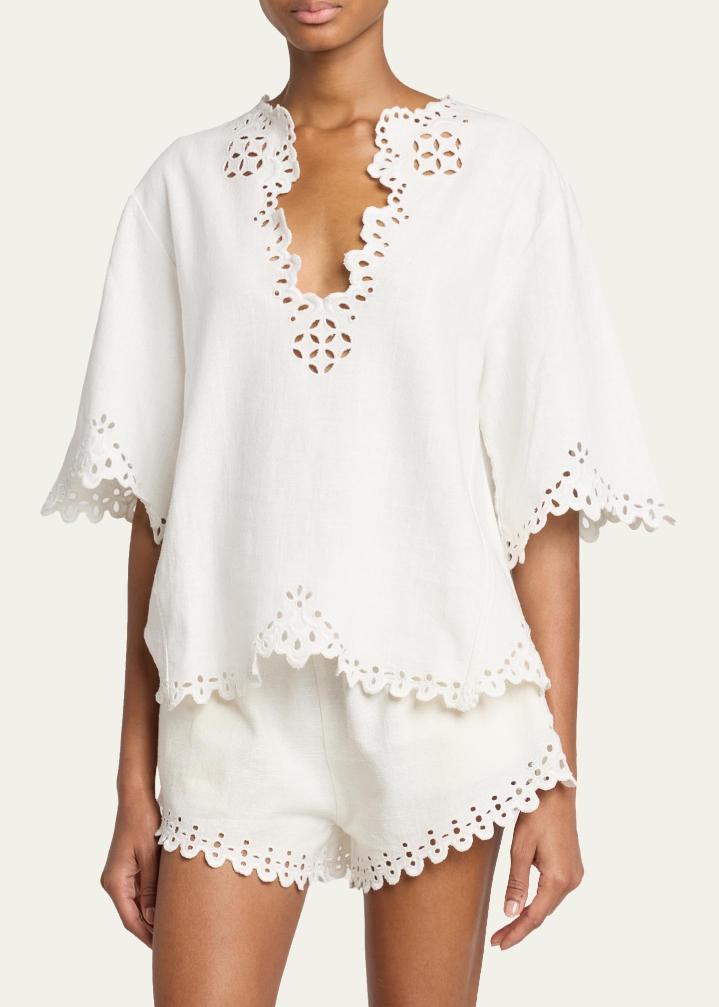Etoile Isabel Marant Shana Eyelet Cotton Poplin Top - Bergdorf Goodman