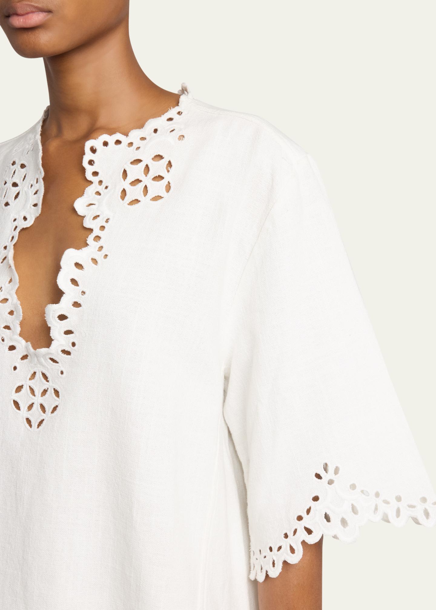 Etoile Isabel Marant Shana Eyelet Cotton Poplin Top - Bergdorf Goodman