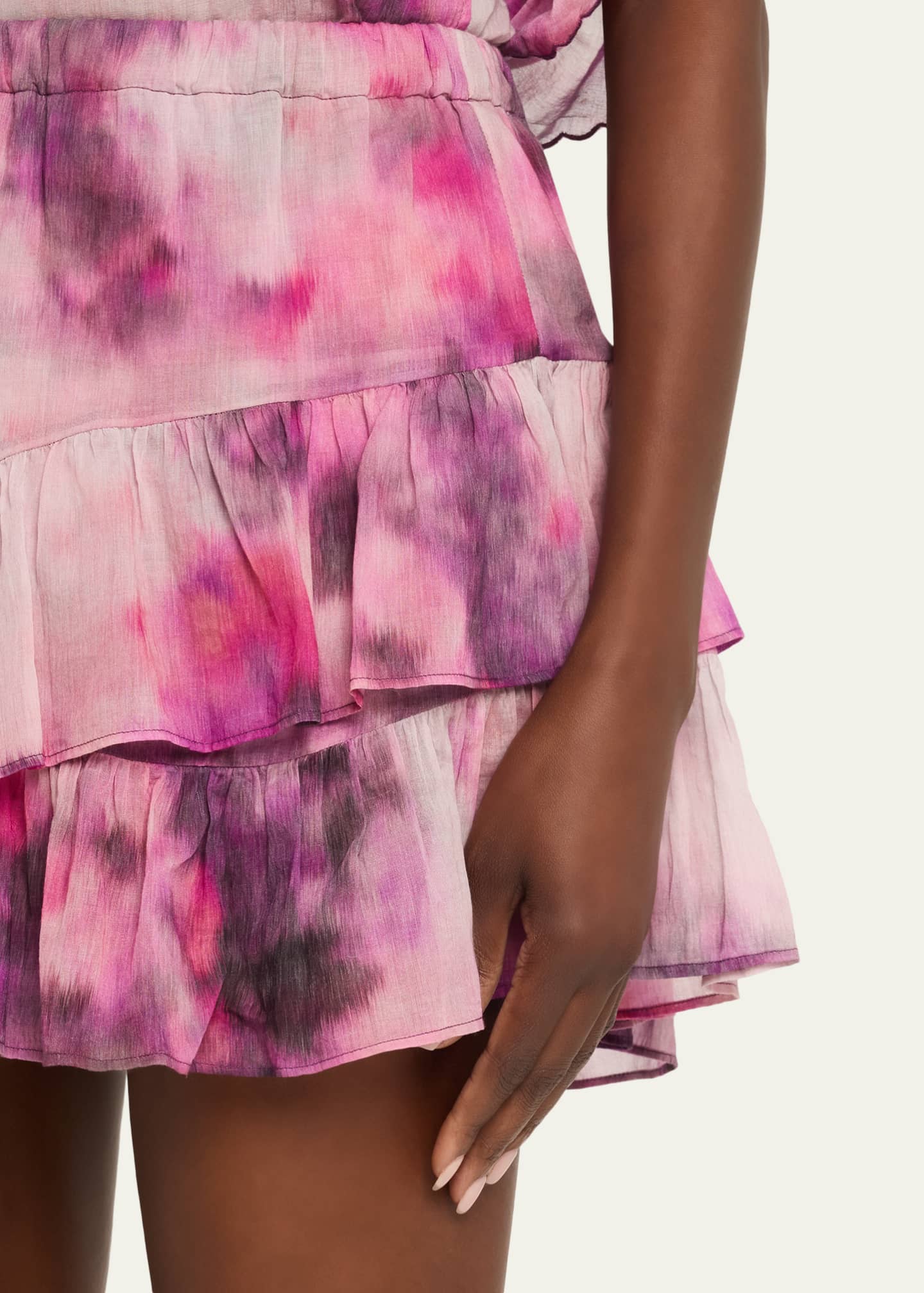 Etoile Isabel Marant Jocadia Tie-Dye Cotton Ruffle Mini Skirt