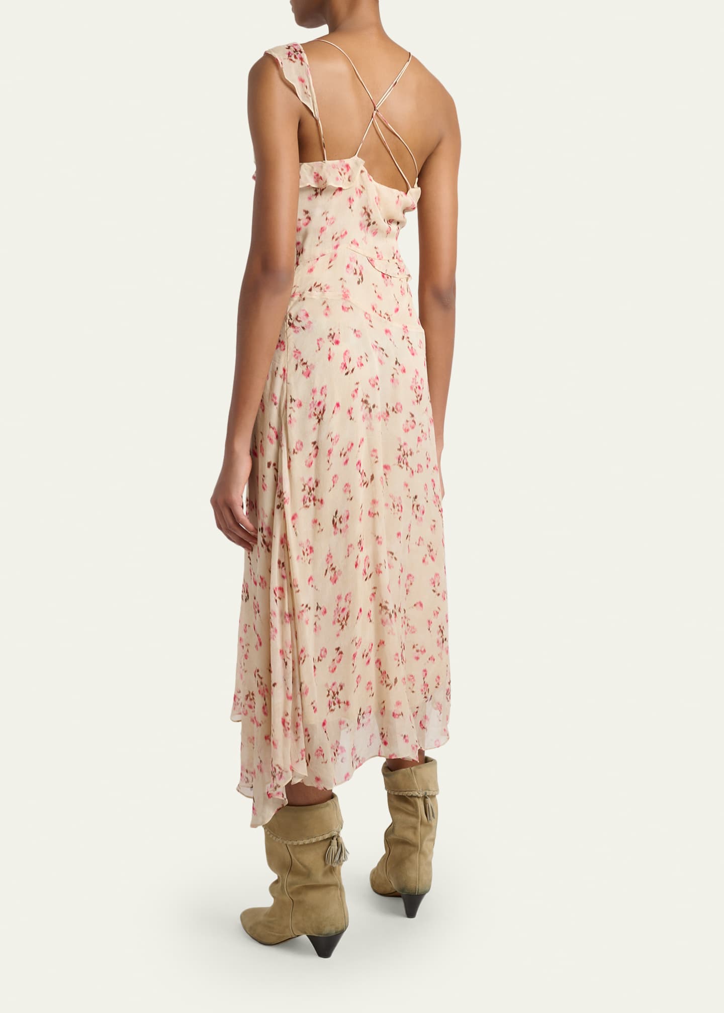 knee length dresses for ladies Isabel Marant Etoile Midi Dress Baphir Pleated Multicolor Printed Silk   Celebrity Owned