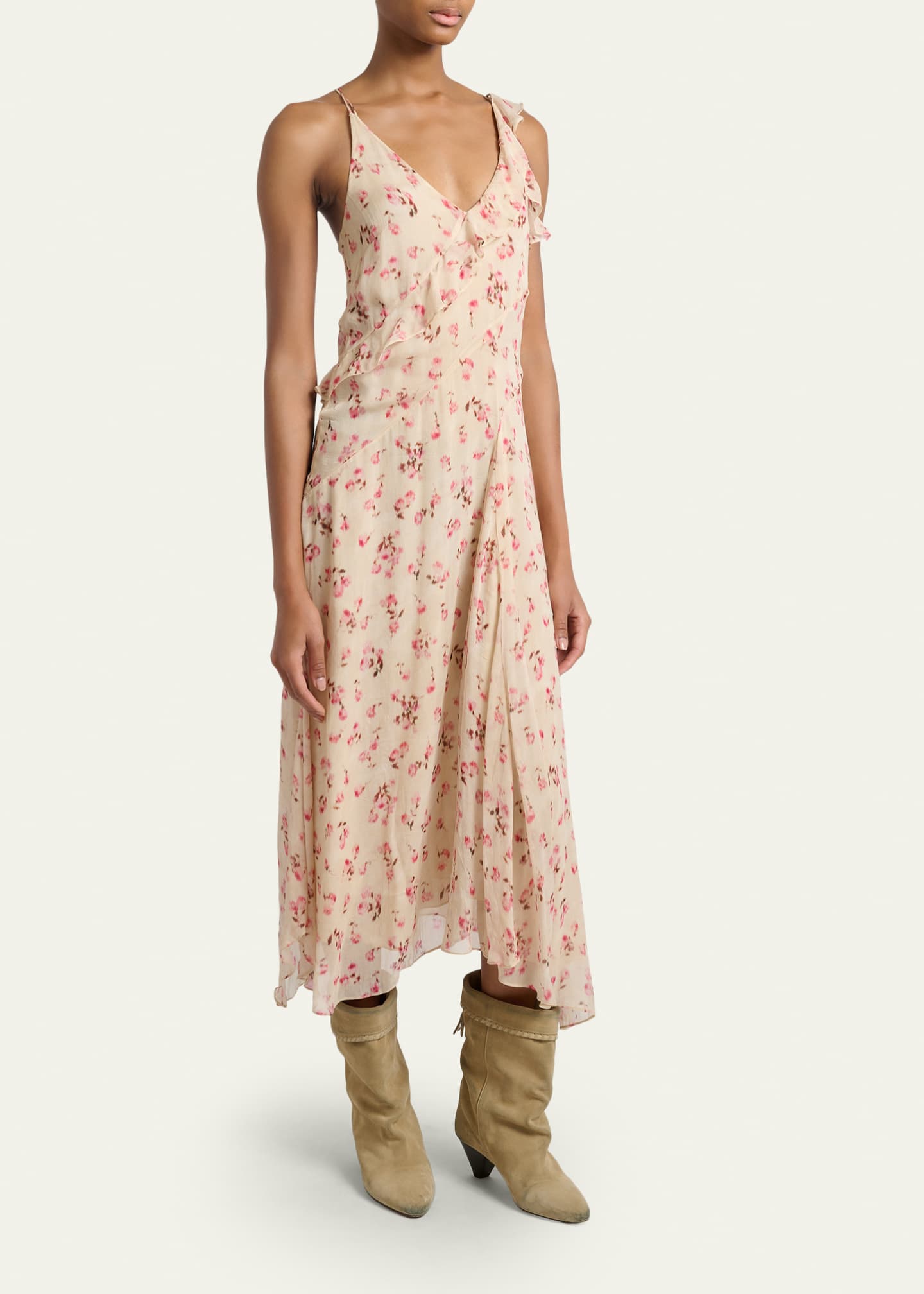 printed asymmetric midi dress Women's Multi Printed Asymmetric Midi Dress