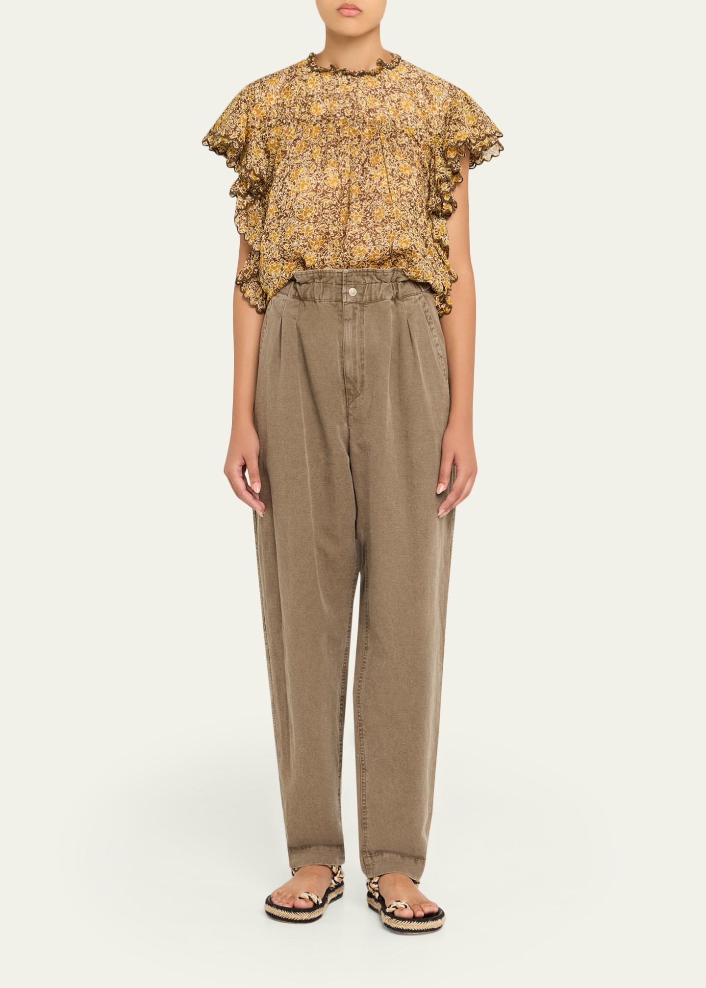 Etoile Isabel Marant Daliyane Floral Flutter-Sleeve Blouse