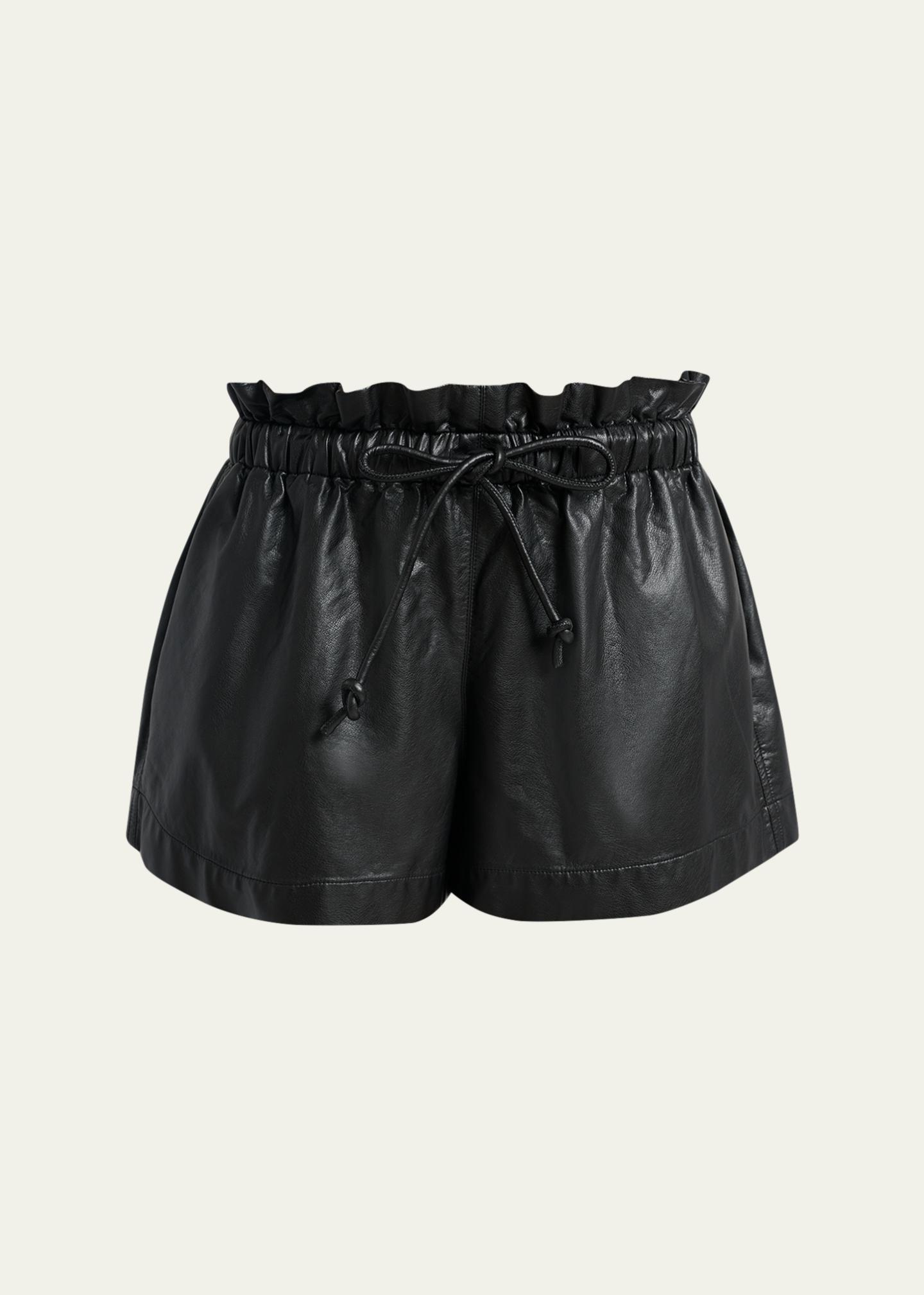 Etoile Isabel Marant Naline Paperbag-Waist Faux Leather Shorts 