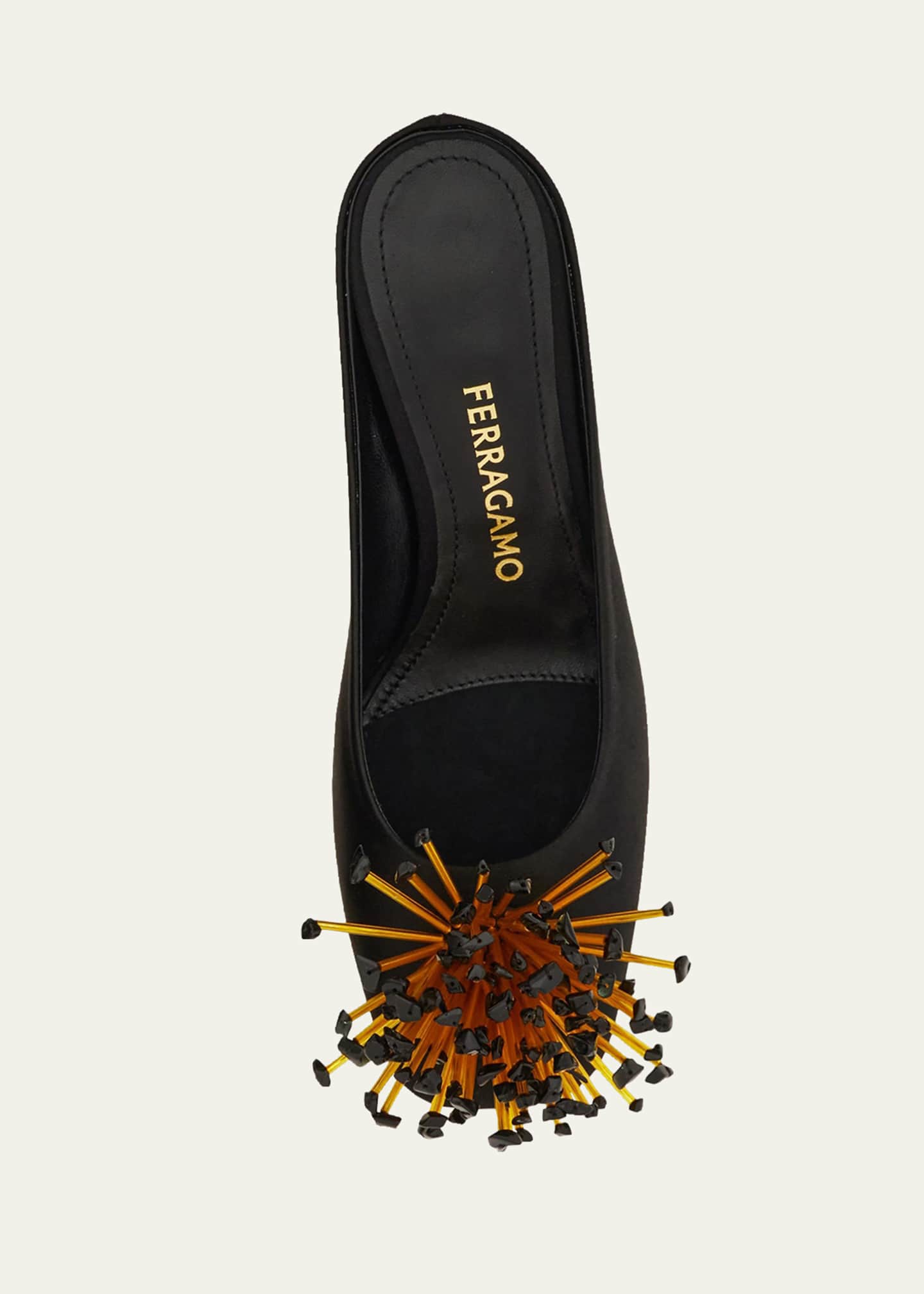 Ferragamo 55mm Safi Beaded Satin Mules - Bergdorf Goodman