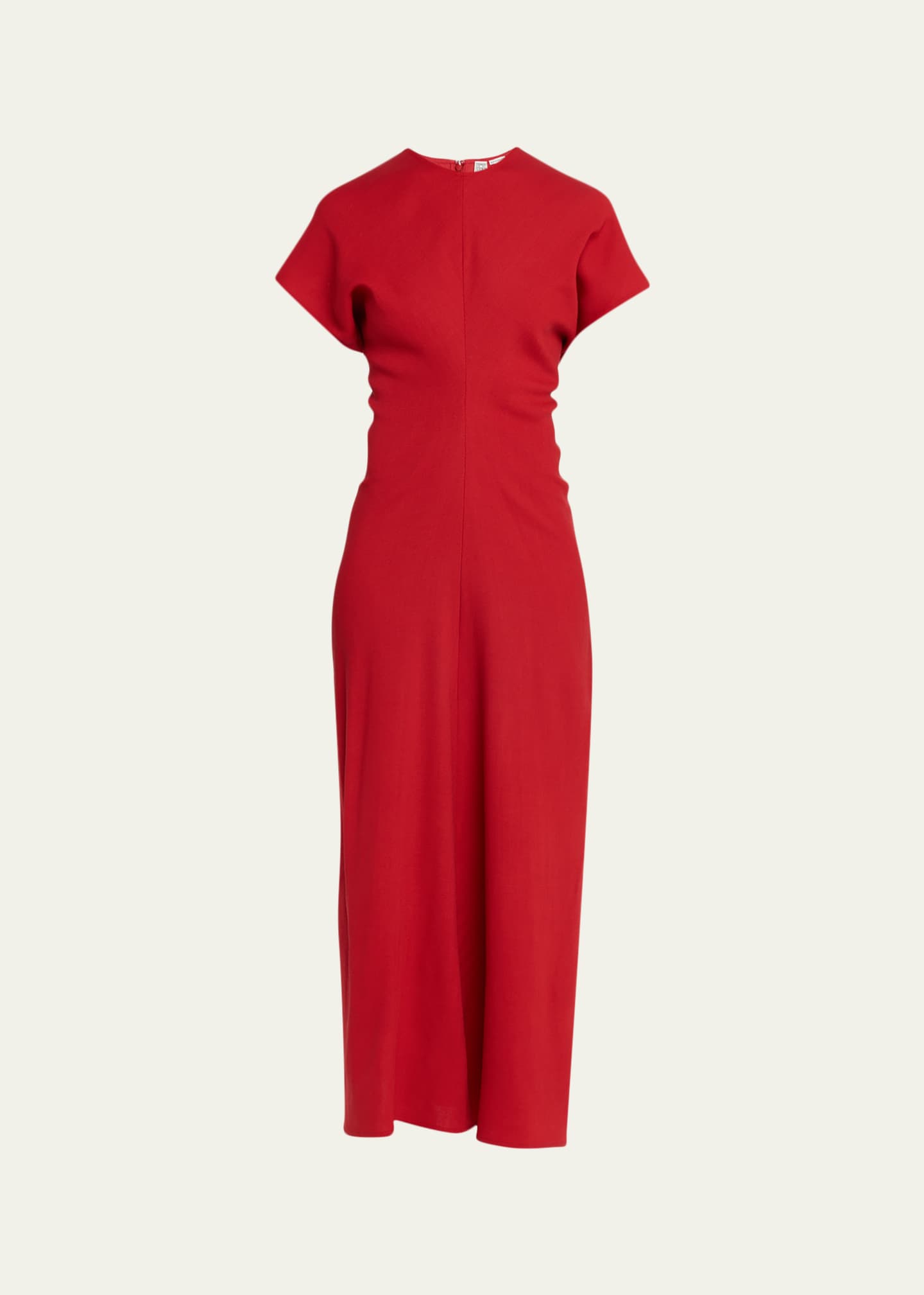 toteme red dress Toteme Gathered Neck Crepe Dress in Red