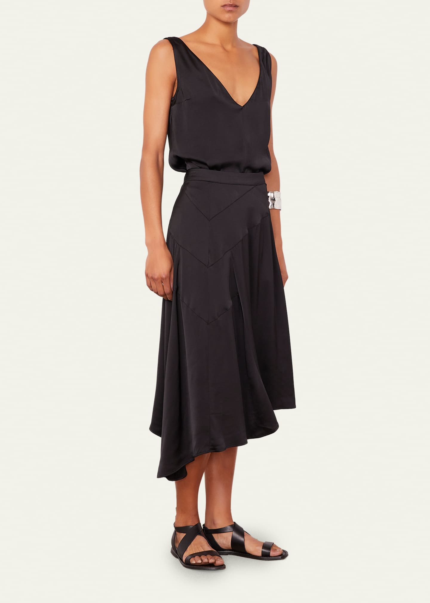 Officine Generale Anisea Flared Asymmetric Midi Skirt - Bergdorf