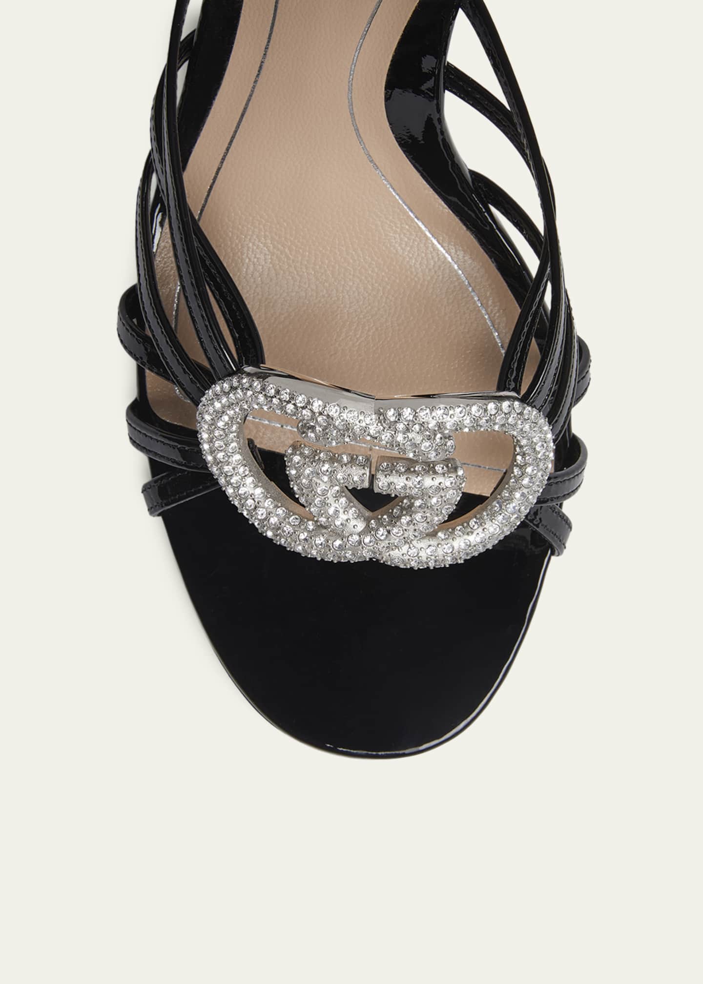 Gucci 85mm Alicia Interlocking G Patent Leather Sandals - Bergdorf