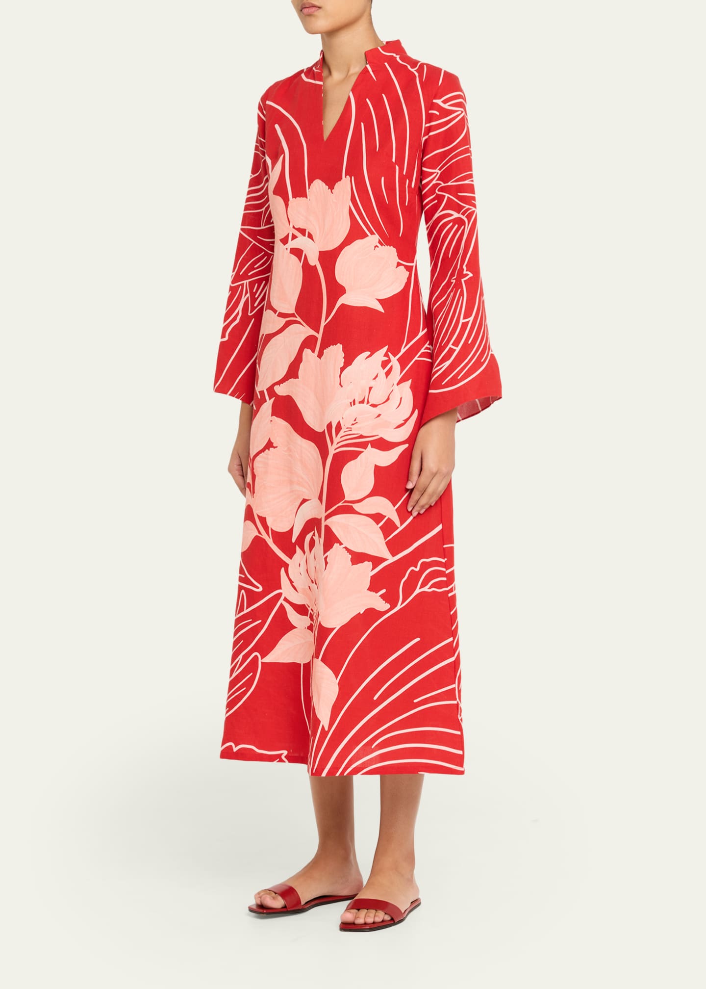 Verandah Wild Tulip Linen-Cotton Tunic - Bergdorf Goodman