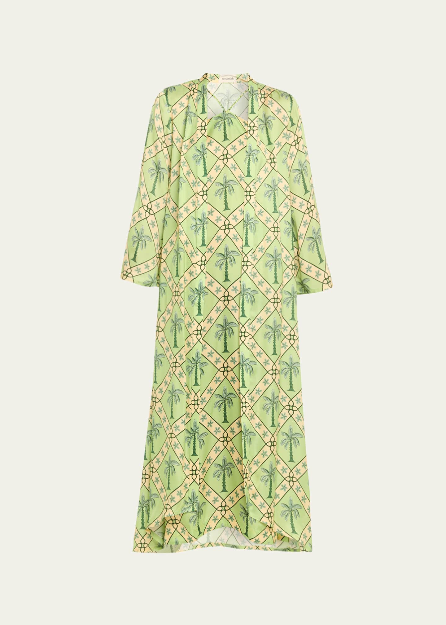 Verandah Palm Resort Maxi Dress & Duster Set, Sage Green, Women's, Small, Swimwear Swimsuits Bathing Suits Swim Coverups & Caftans