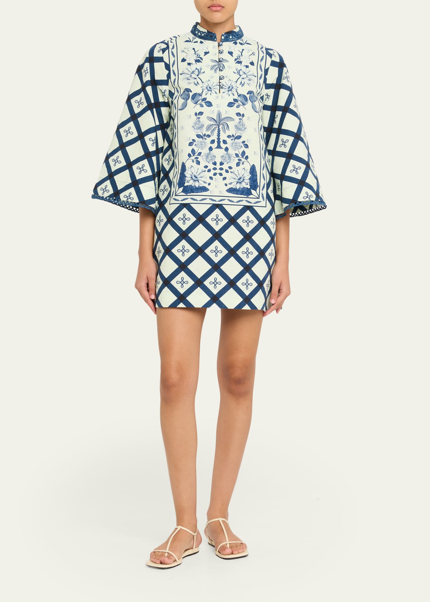 Verandah Palm Azulejos Mini Kaftan Dress - Bergdorf Goodman