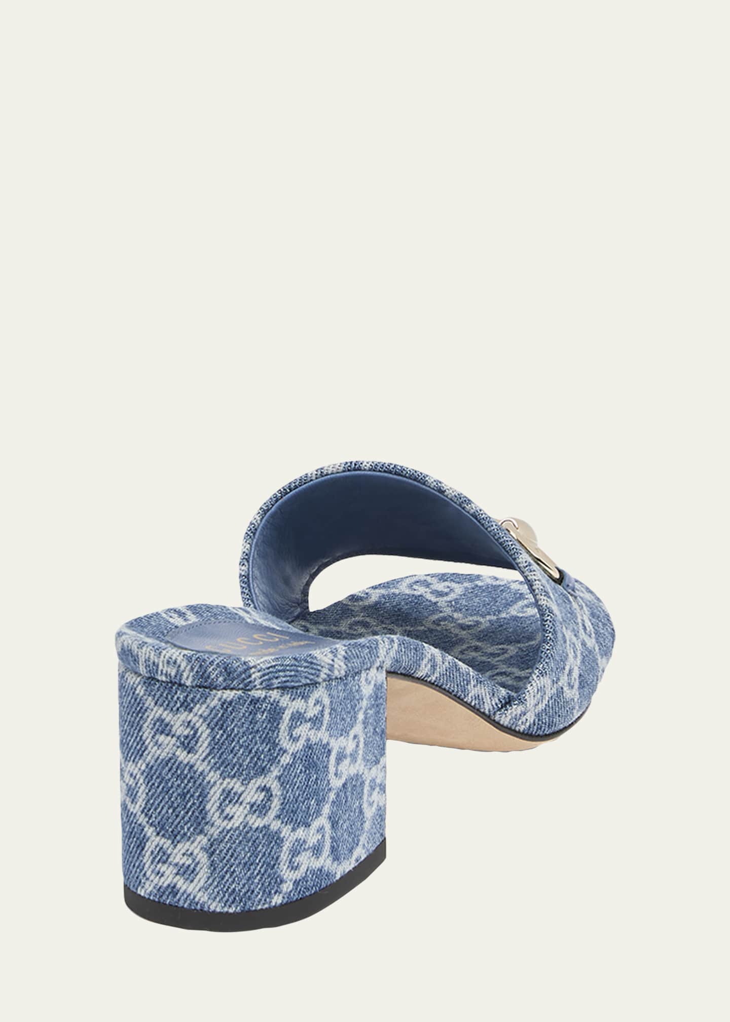 Gucci 55mm Siaga GG Monogram Denim Block-Heel Sandals - Bergdorf