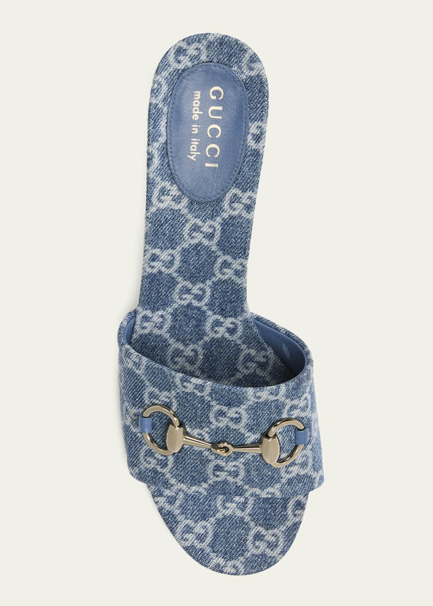Gucci 55mm Siaga GG Monogram Denim Block-Heel Sandals - Bergdorf