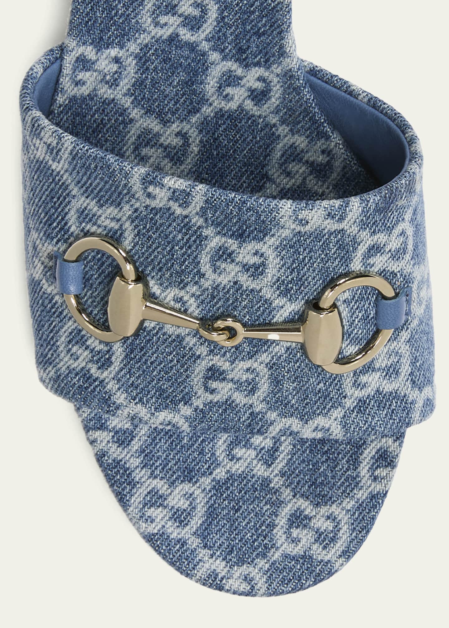 Gucci 55mm Siaga GG Monogram Denim Block-Heel Sandals - Bergdorf