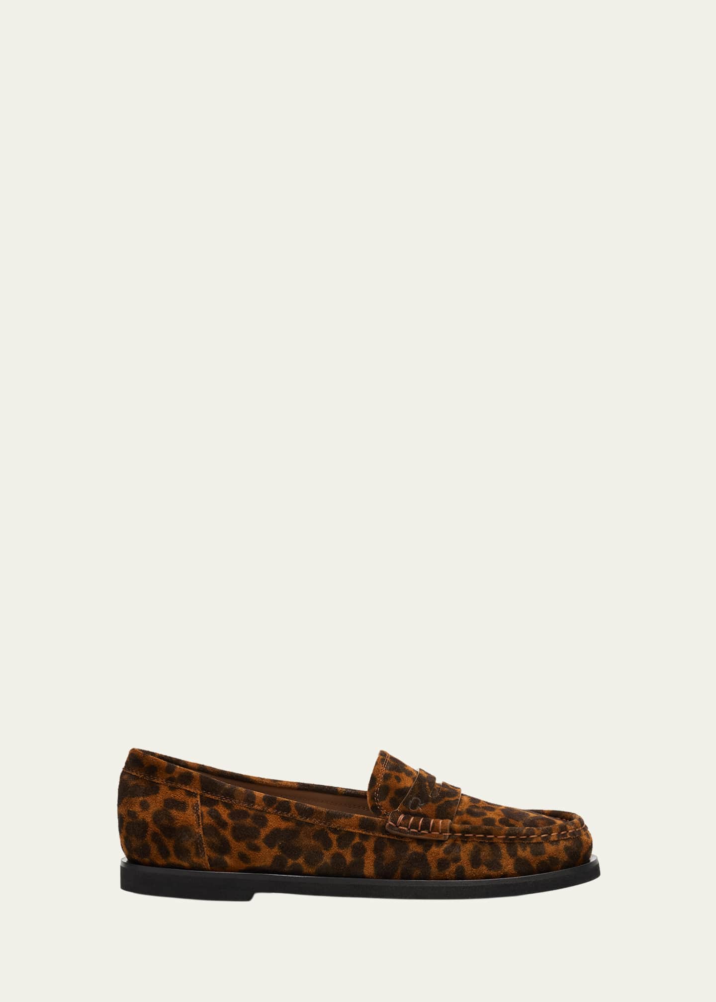 Gianvito Rossi Leopard-Printed Suede Penny Loafers - Bergdorf Goodman