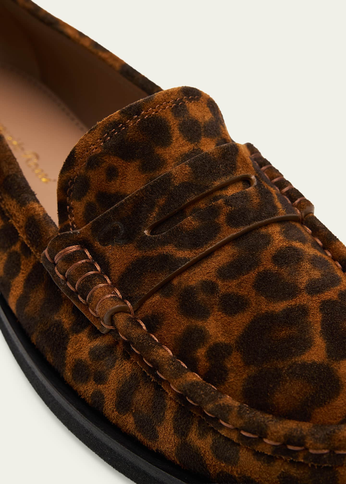 Gianvito Rossi Leopard-Printed Suede Penny Loafers - Bergdorf Goodman