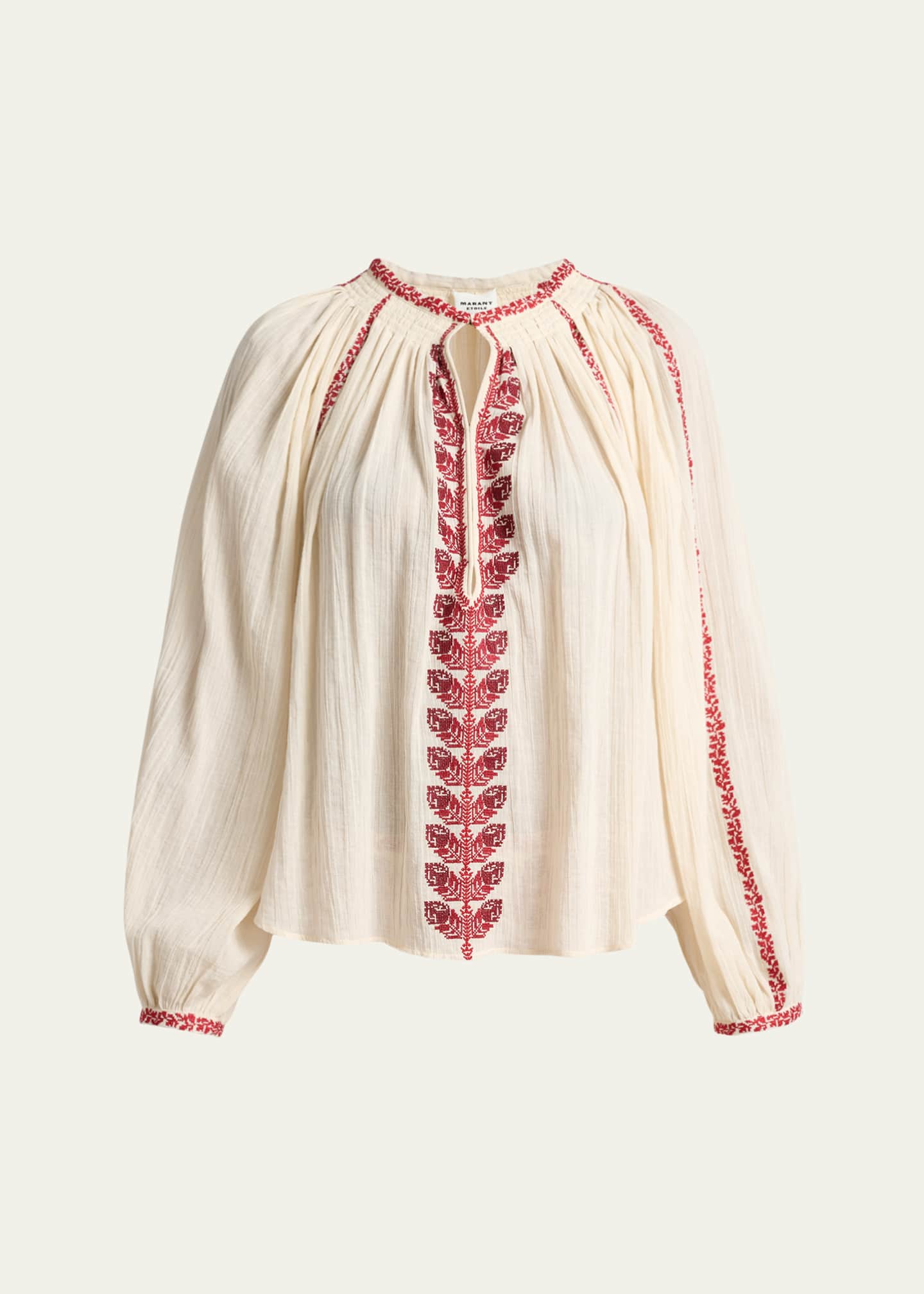 Etoile Isabel Marant Lena Embroidered Cotton Gauze Blouse