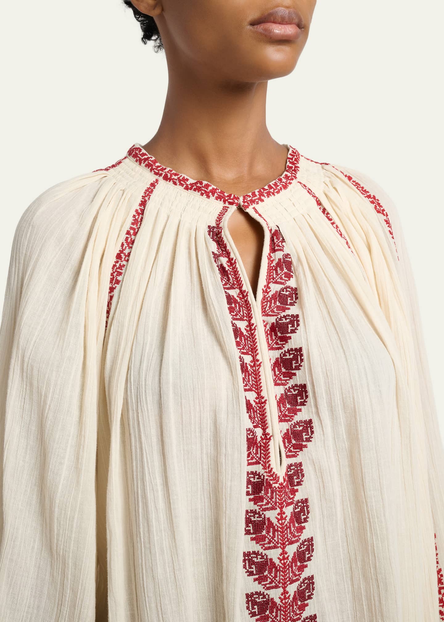 Etoile Isabel Marant Lena Embroidered Cotton Gauze Blouse