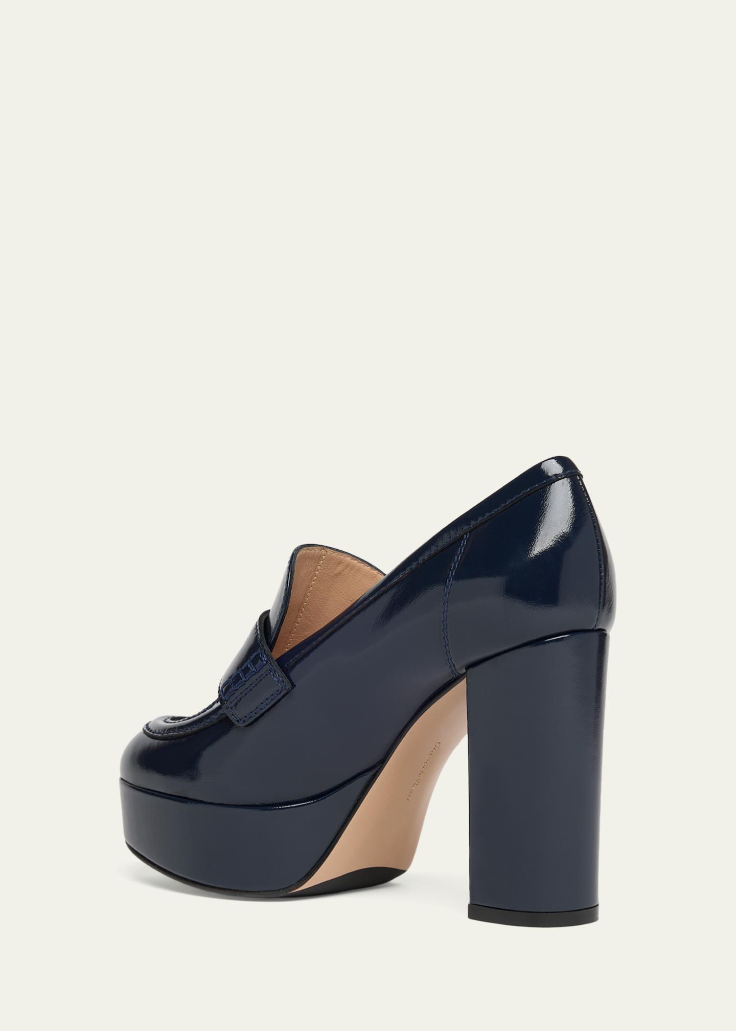 Gianvito Rossi 70mm Patent Platform Penny Loafers - Bergdorf Goodman