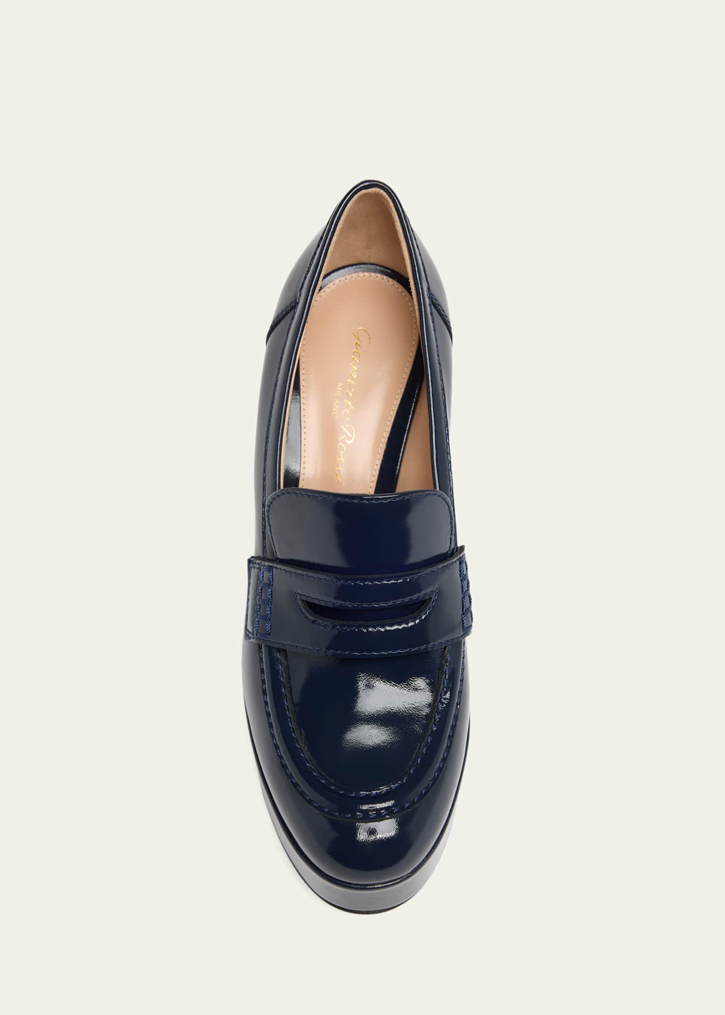 Gianvito Rossi 70mm Patent Platform Penny Loafers - Bergdorf Goodman