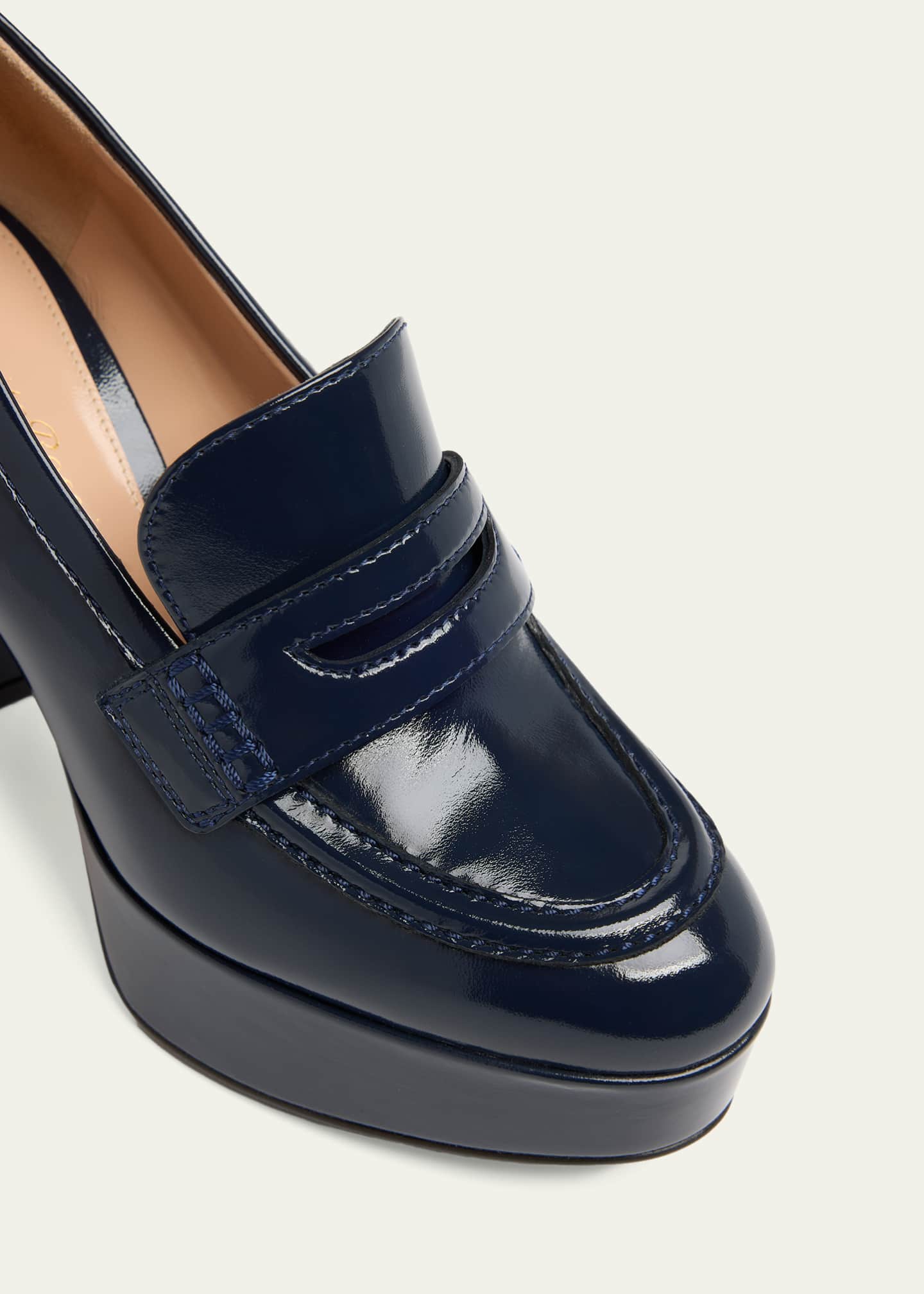 Gianvito Rossi 70mm Patent Platform Penny Loafers - Bergdorf Goodman