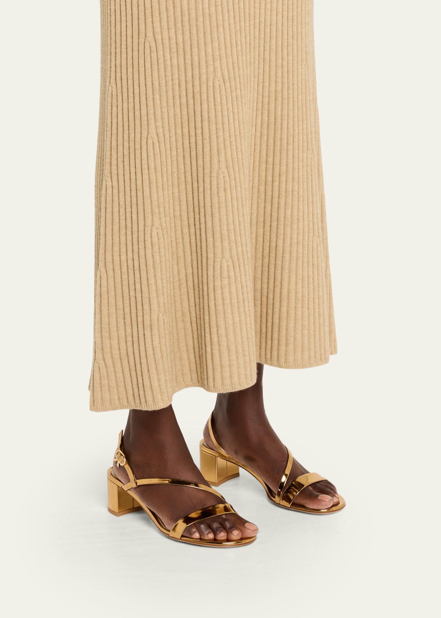 Gianvito Rossi メタリックゴールド バレエシューズ（袋あり） Gianvito Rossi 45mm Betsy Metallic Leather Sandals - Bergdorf Goodman