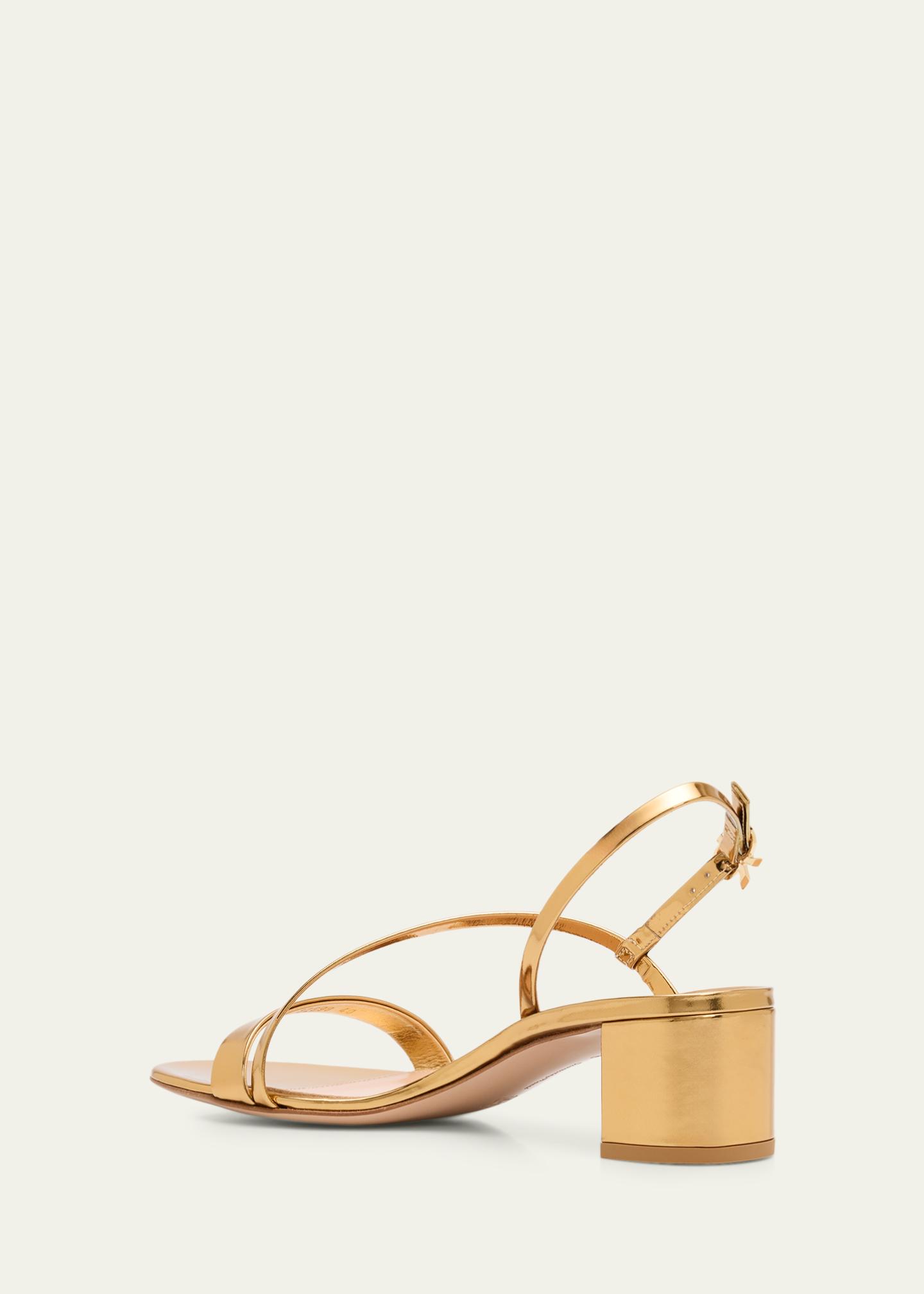 Gianvito Rossi 45mm Betsy Metallic Leather Sandals - Bergdorf Goodman