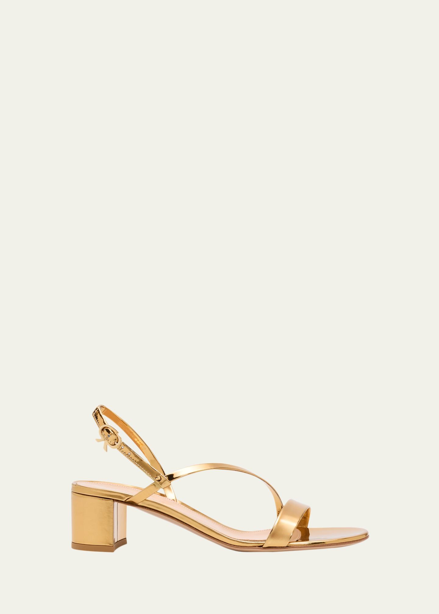 Gianvito Rossi 45mm Betsy Metallic Leather Sandals - Bergdorf Goodman