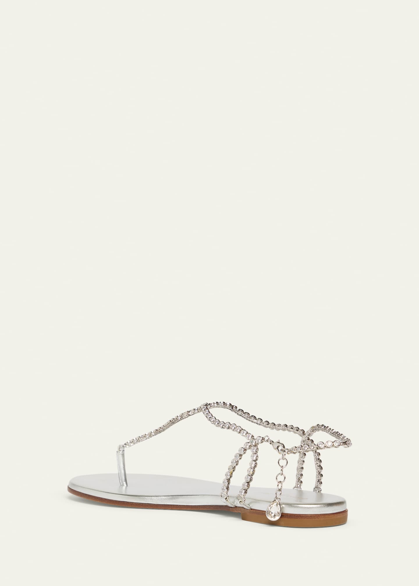 Gianvito Rossi Metallic Leather Crystal Flat Sandals - Bergdorf