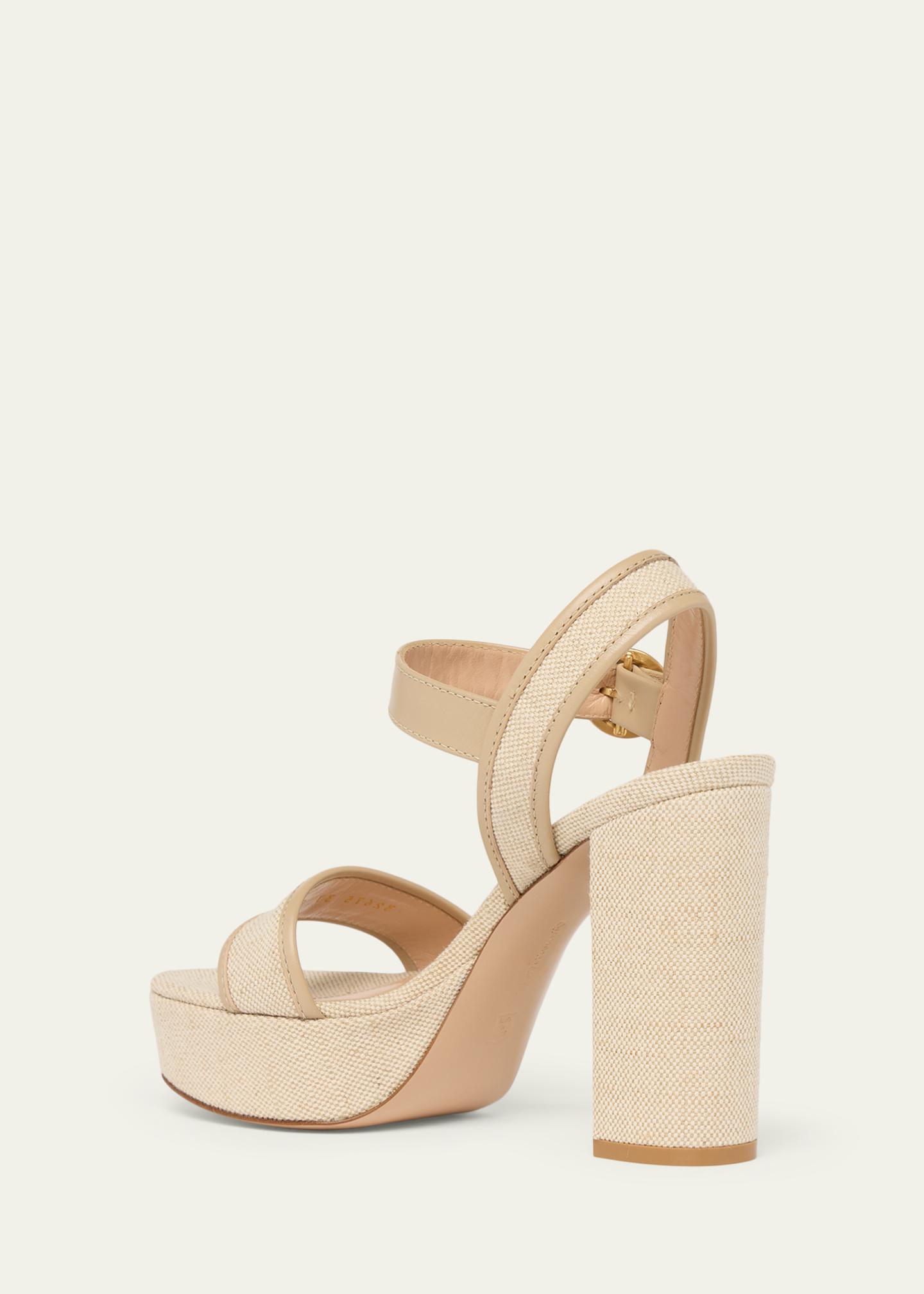 Gianvito Rossi 70mm Platform Leather-Trimmed Canvas Sandals