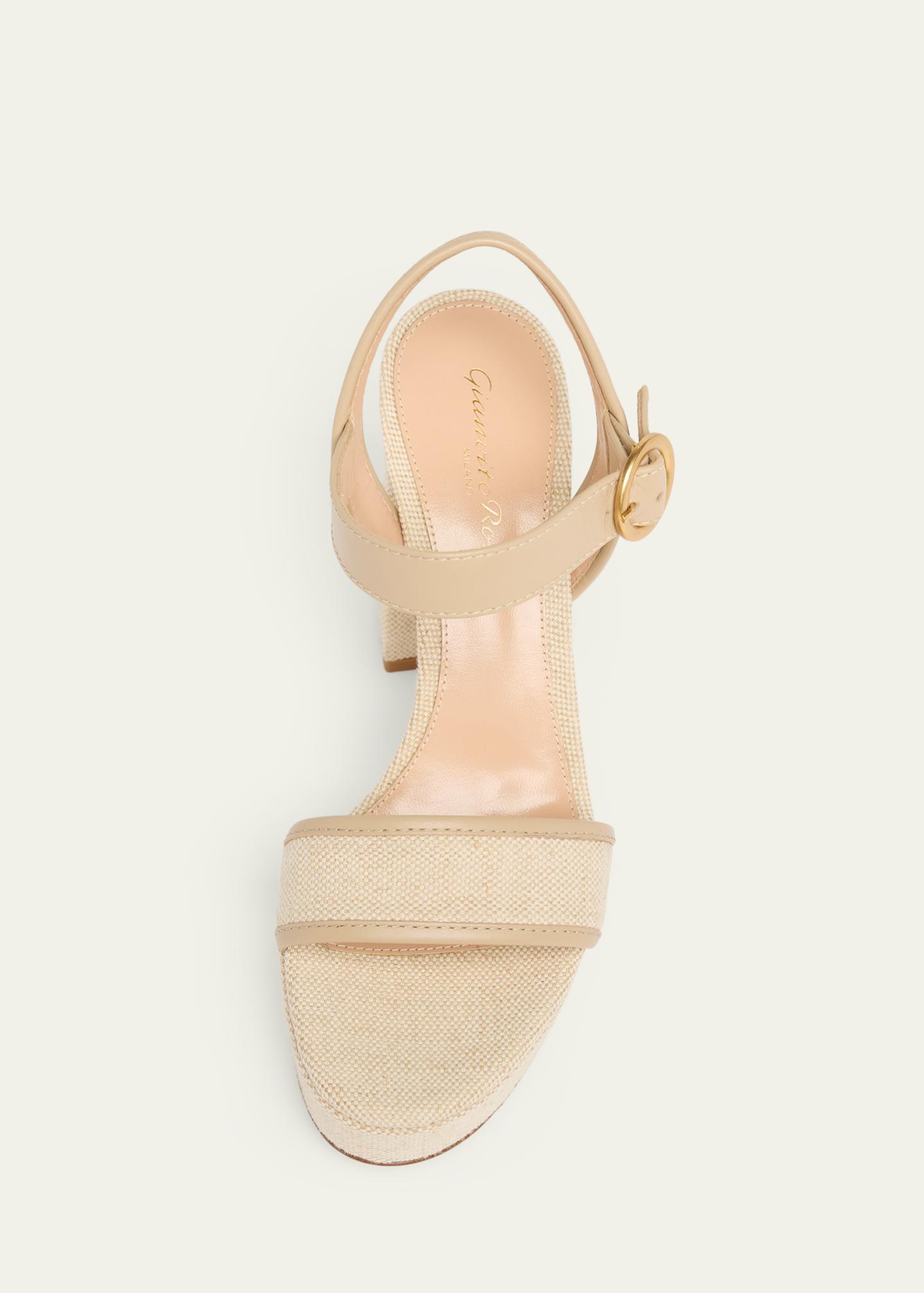 Gianvito Rossi 70mm Platform Leather-Trimmed Canvas Sandals