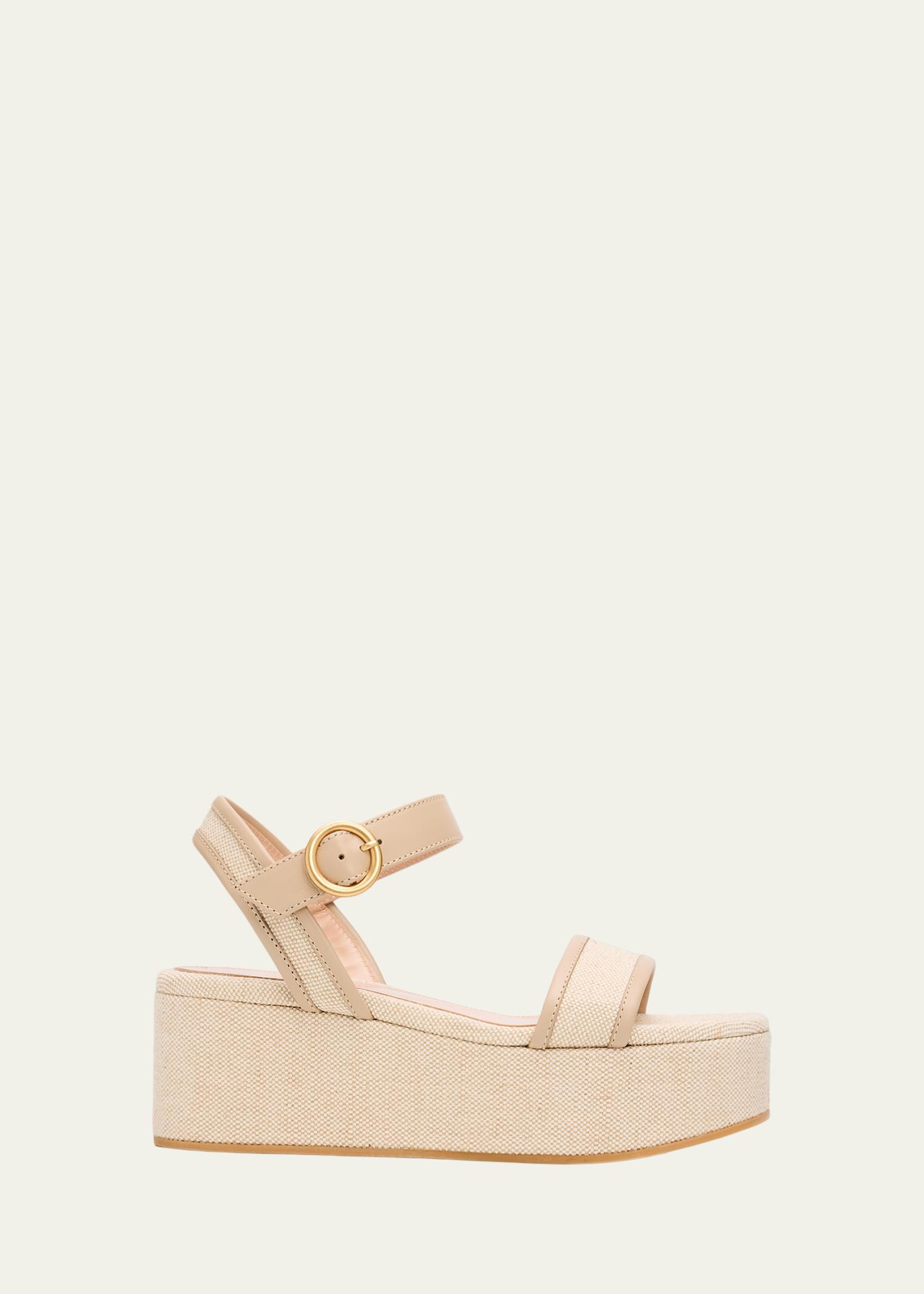 Gianvito Rossi 70mm Platform Linen Sandals - Bergdorf Goodman